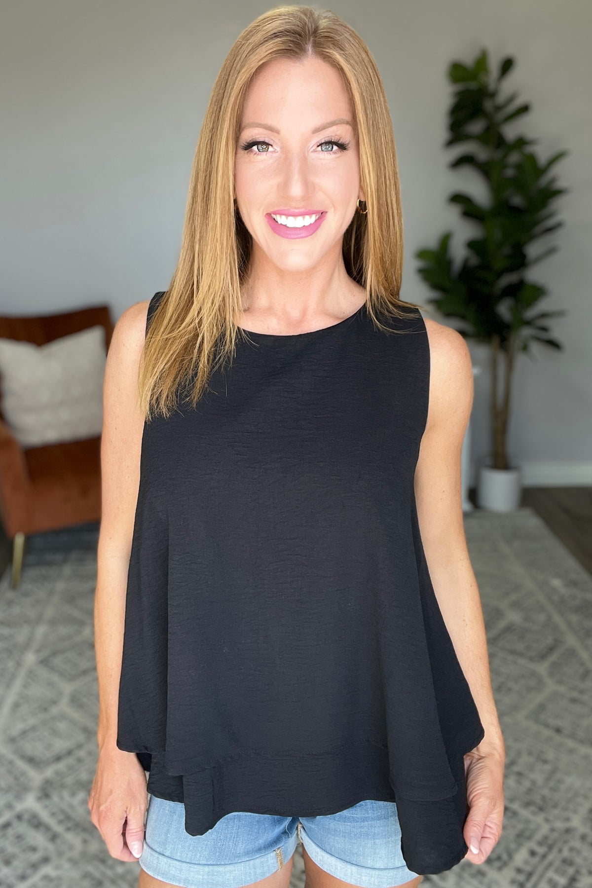 Double Tiered Flare Tank in Black - 5/3/2023