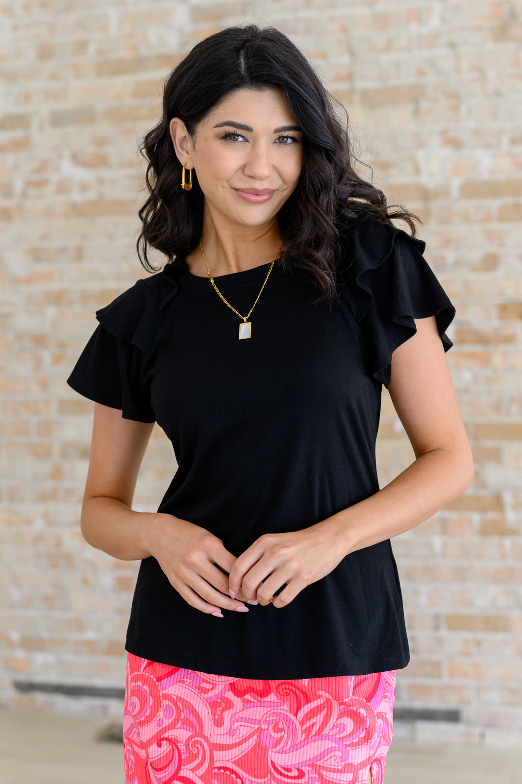I'll Allow It Flutter Sleeve Tee In Black - 4/28/2025