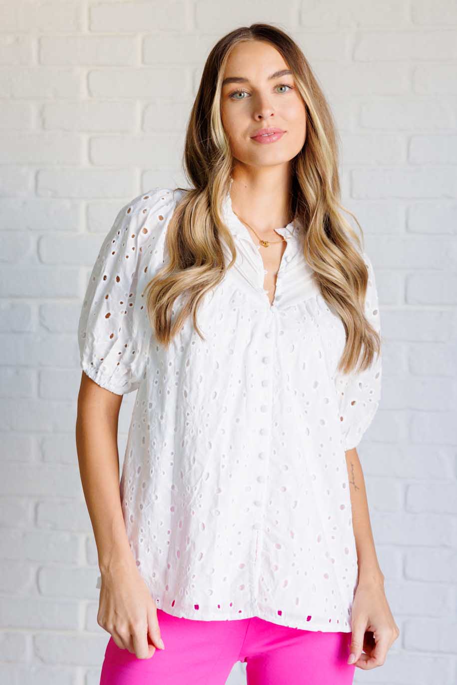 I'll Let You Know Eyelet Lace Blouse - 3/17/2025