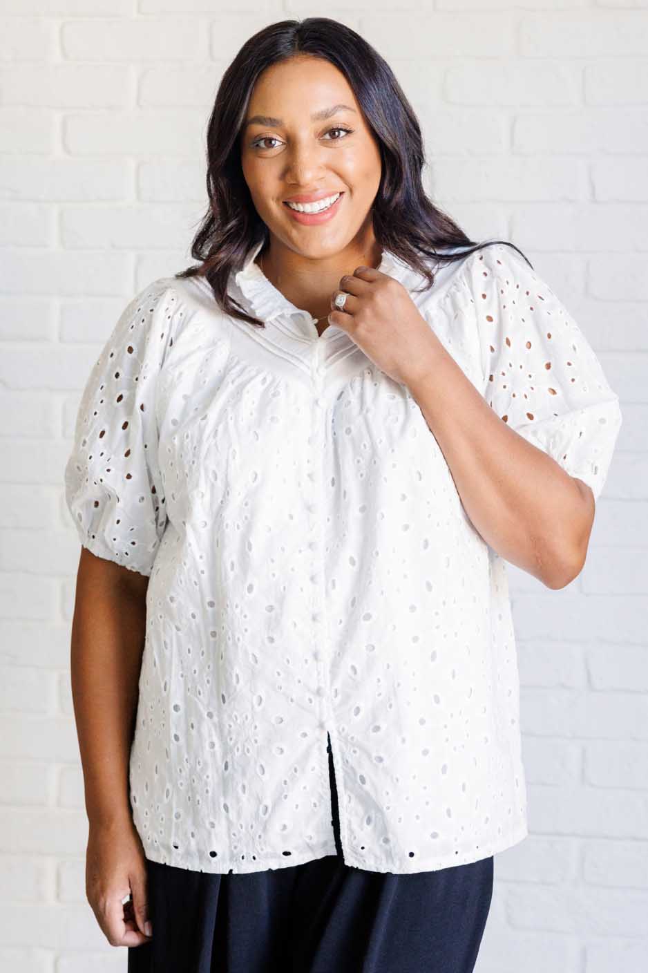 I'll Let You Know Eyelet Lace Blouse - 3/17/2025