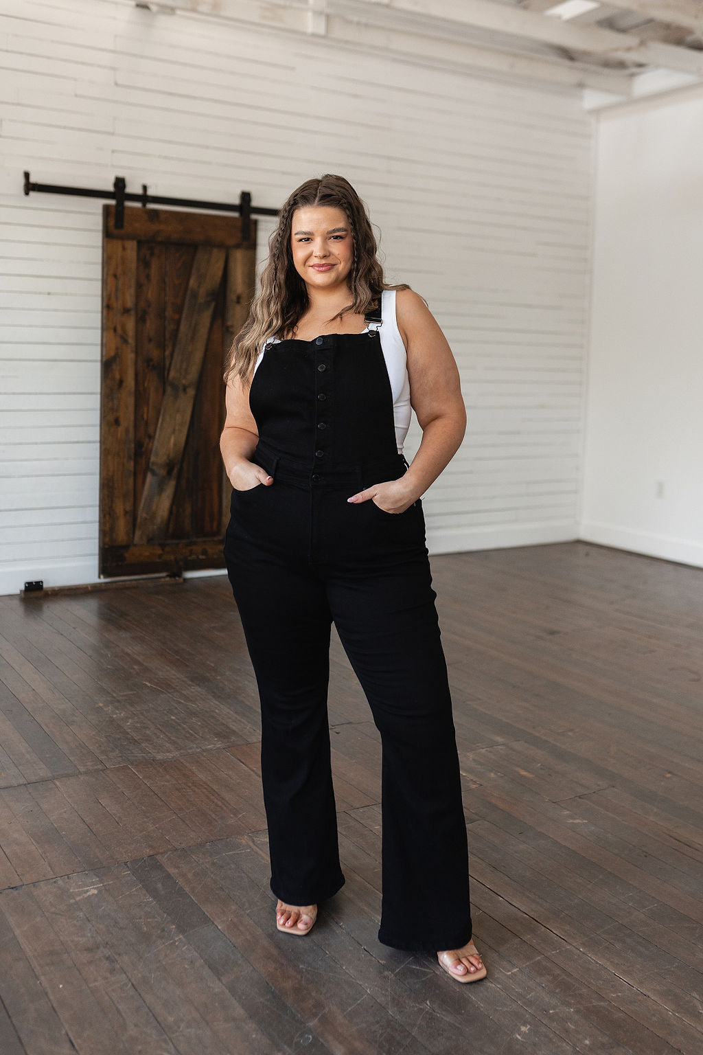 Imogene Control Top Retro Flare Overalls in Black - 6/21/2023