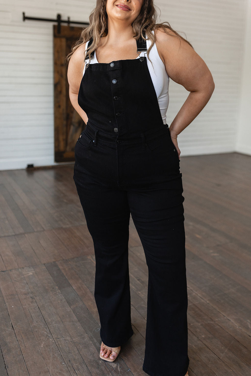 Imogene Control Top Retro Flare Overalls in Black - 6/21/2023