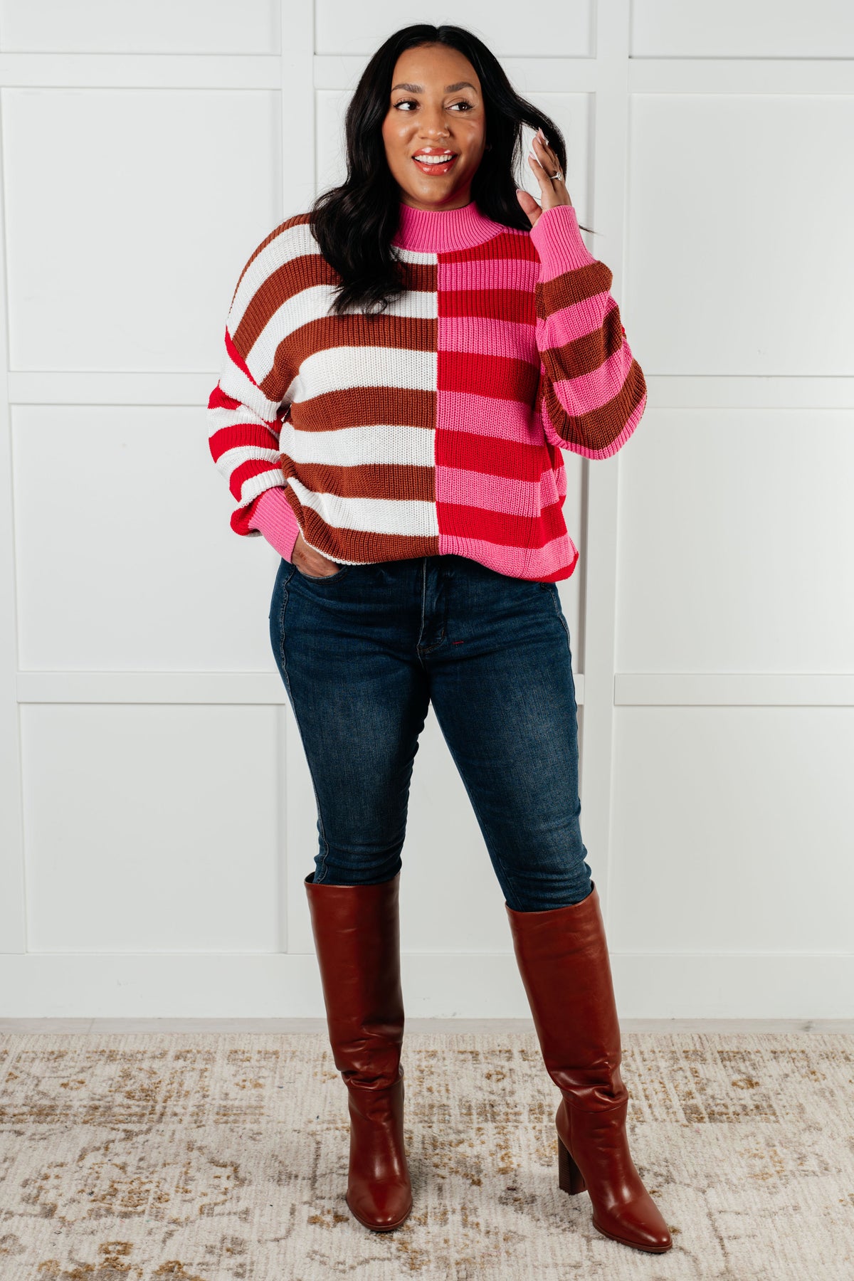 In Your Lane Color Blocked Stripe Sweater - 10/27/2025