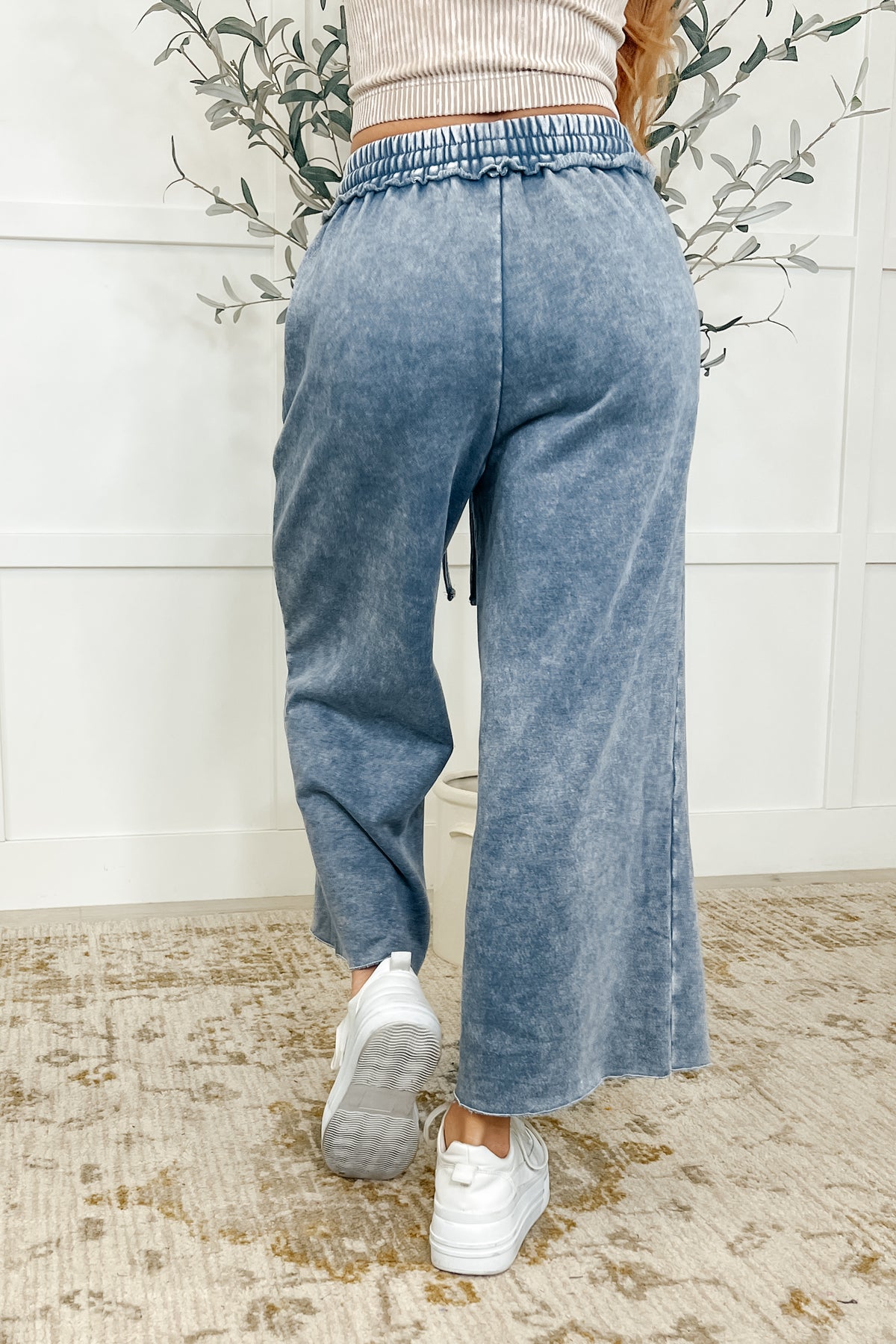 In or Out Wide Leg Cropped Pants Blue Grey - 5/7/2025