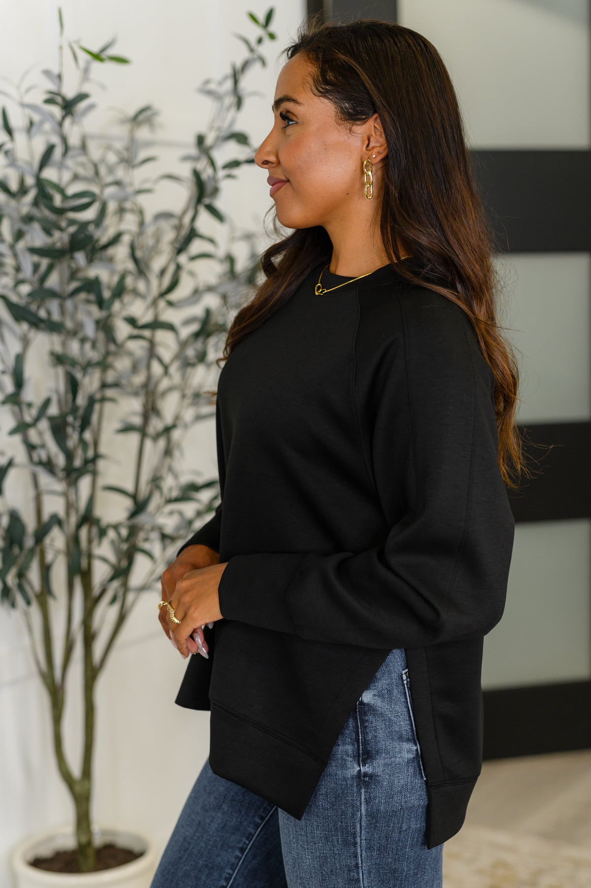 It's The Little Things Relaxed Scuba Pullover in Black - 8/7/2025
