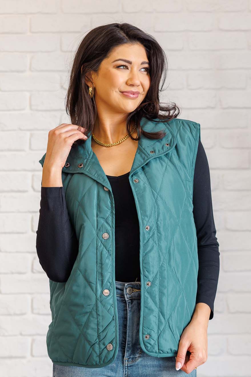 Layering Queen Quilted Puffer Vest in Hunter Green - 1/28/2025