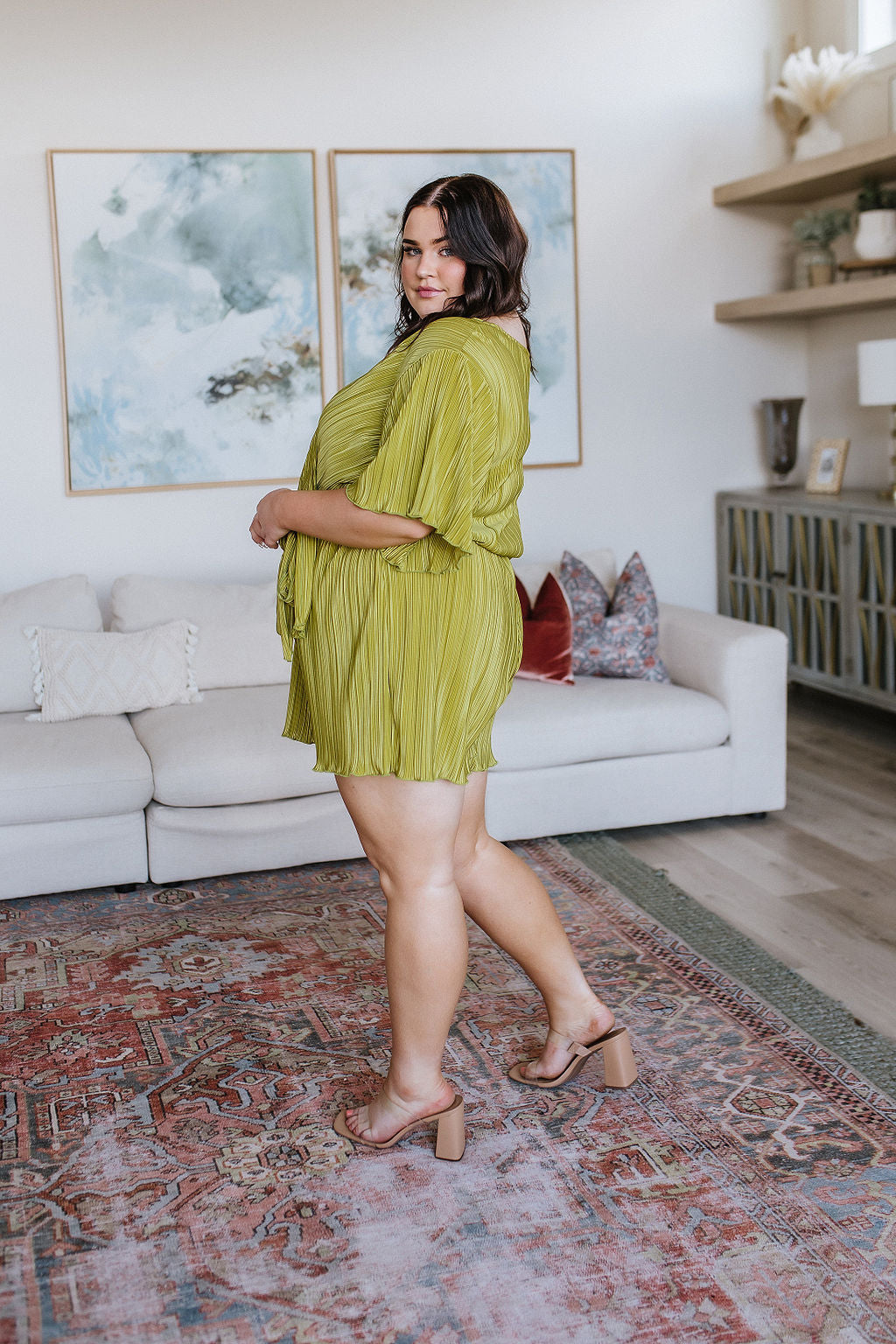 Lovely Life Plisse Romper in Green - 6/15/2023