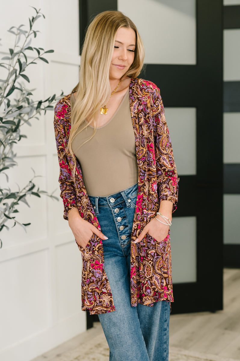 Lizzy Cardigan in Chocolate Paisley - 10/28/2025 – Avenue Shops