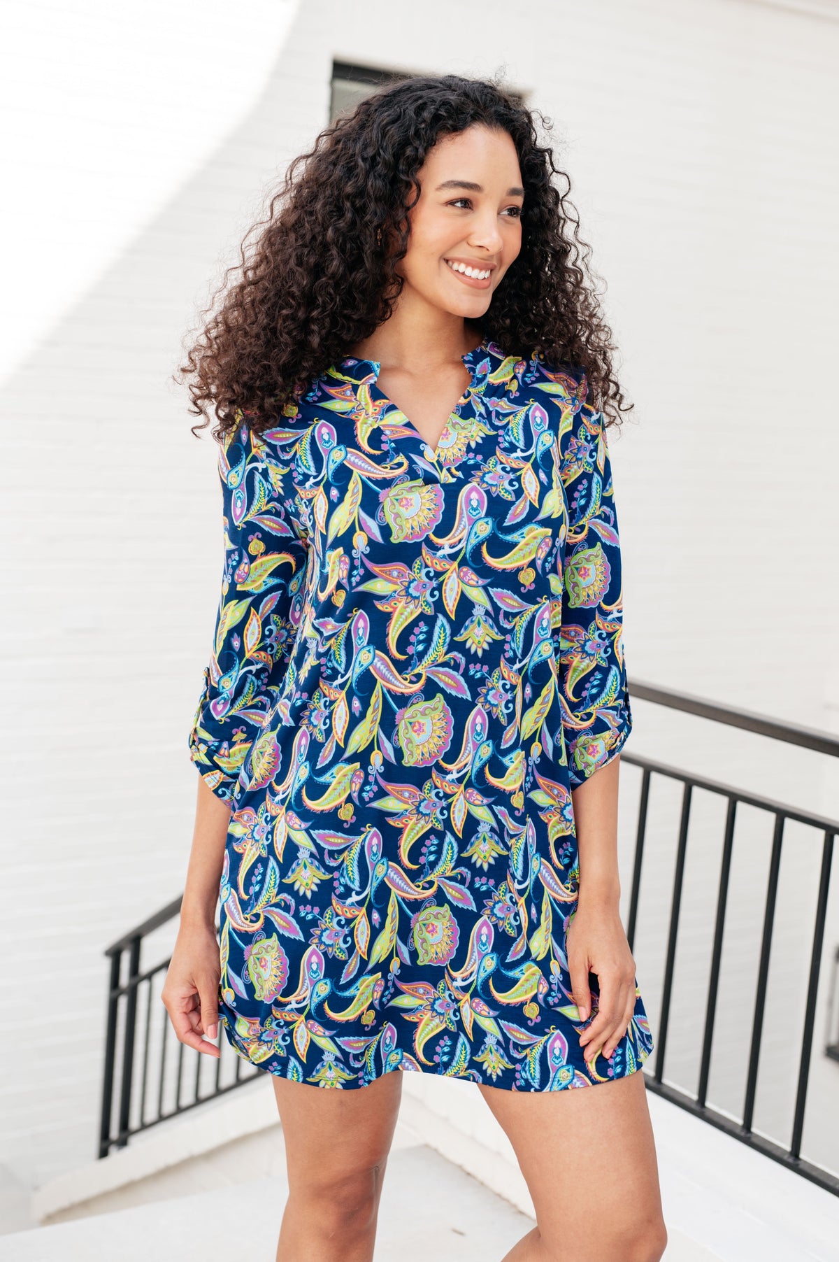 Lizzy Dress in Navy and Bright Paisley Floral - 5/17/2024