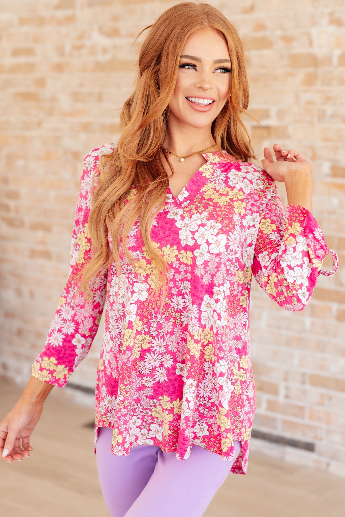 Lizzy Top in Hot Pink and Bubblegum Pink Ditsy Floral - 5/24/2024
