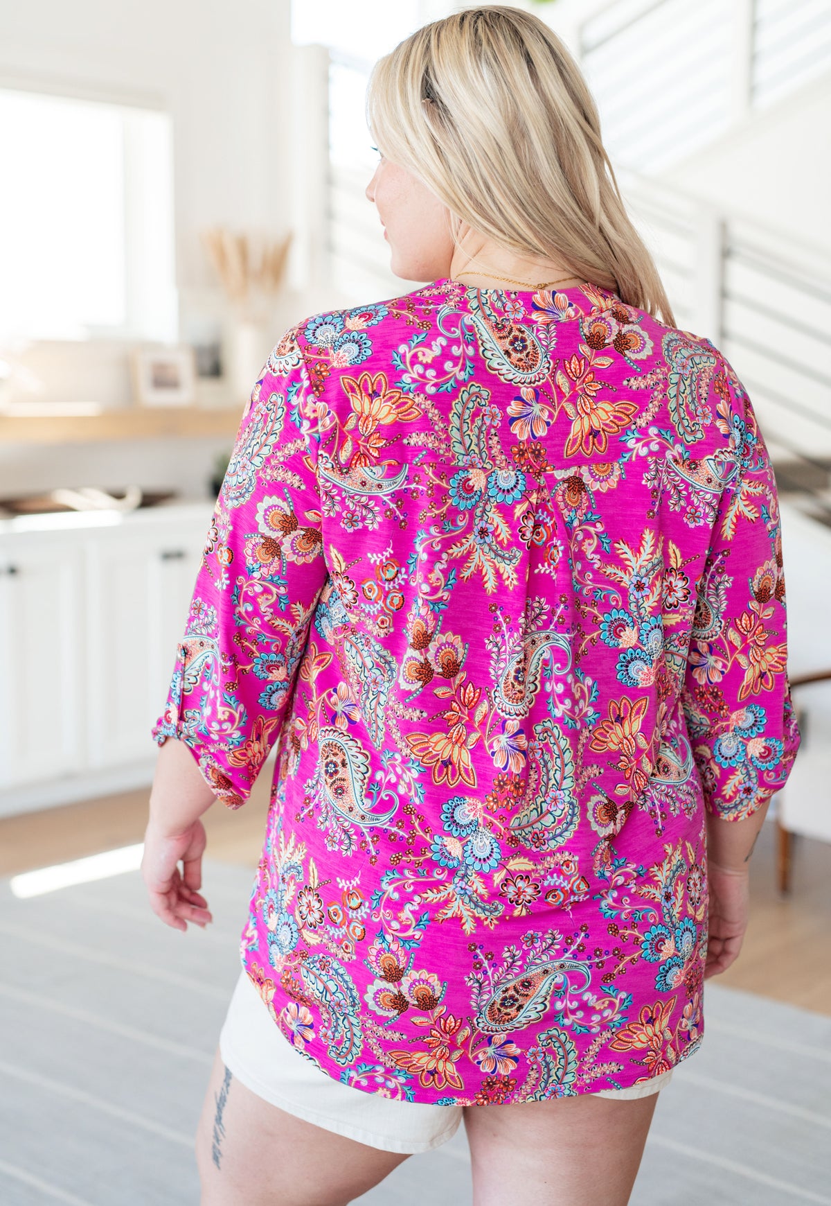 Lizzy Top in Magenta Floral Paisley - 5/3/2024