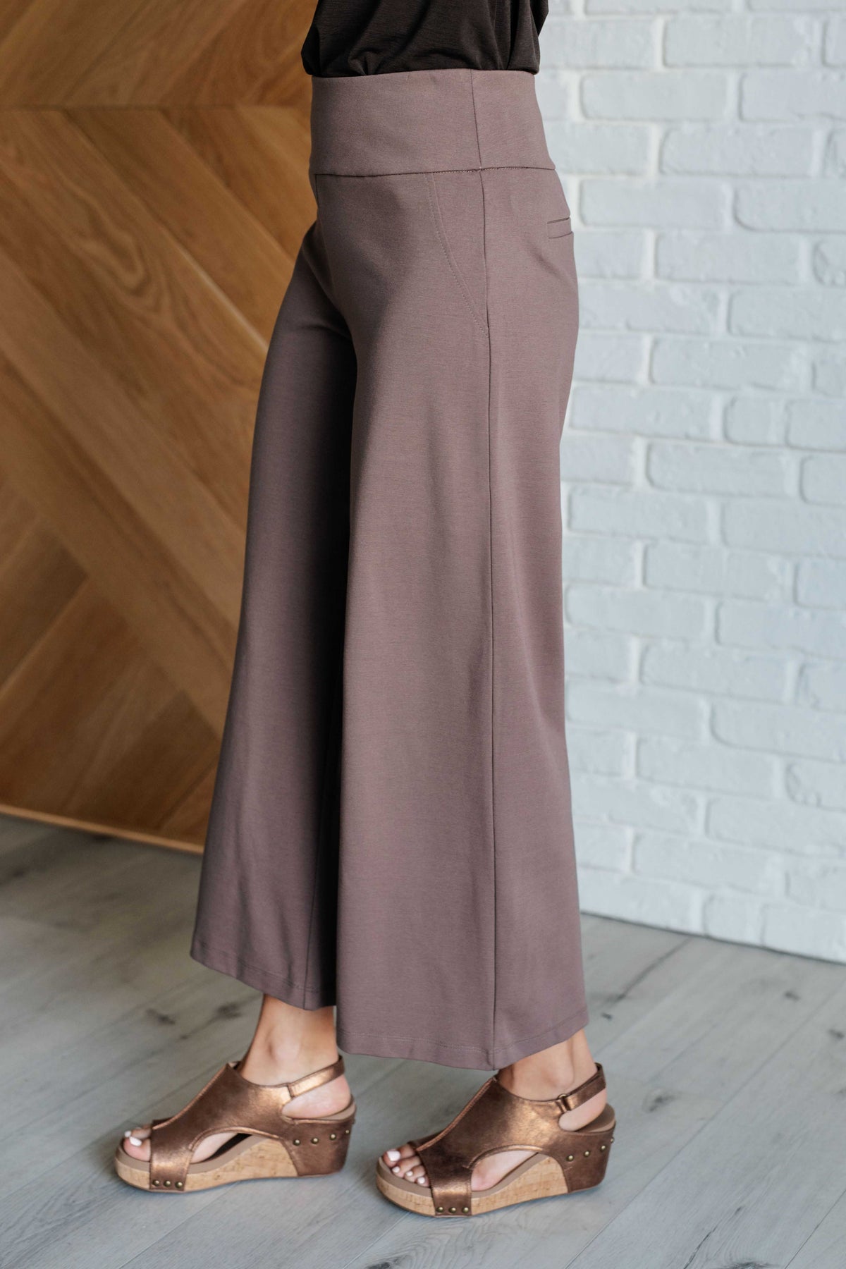 Magic Wide Leg Crop Pants in Dark Mocha - 9/15/2025