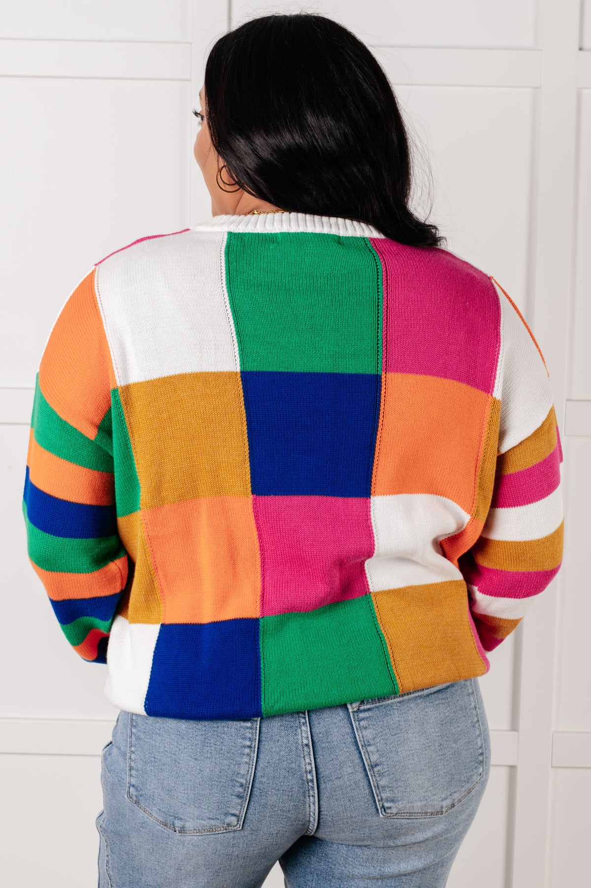 Manifesting Moment Checkered Color Block Sweater - 9/23/2025 NEW