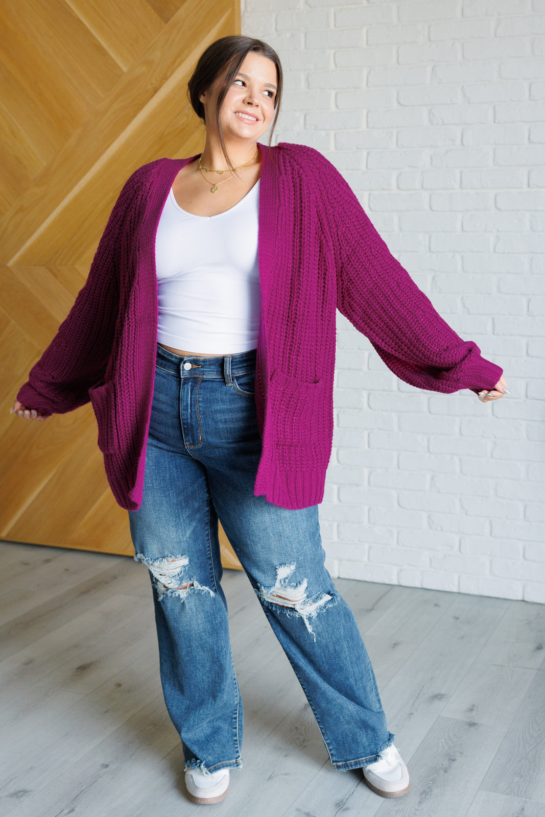 Maybe Monday Cardigan in Berry - 9/26/2024