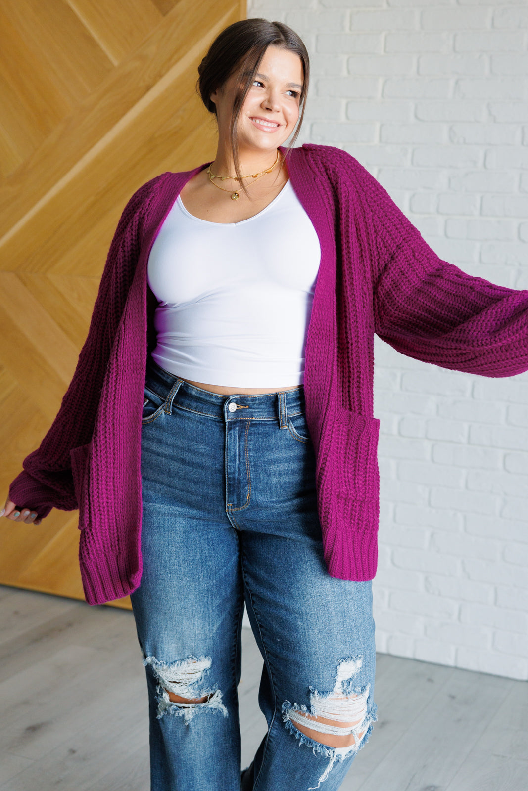 Maybe Monday Cardigan in Berry - 9/26/2024