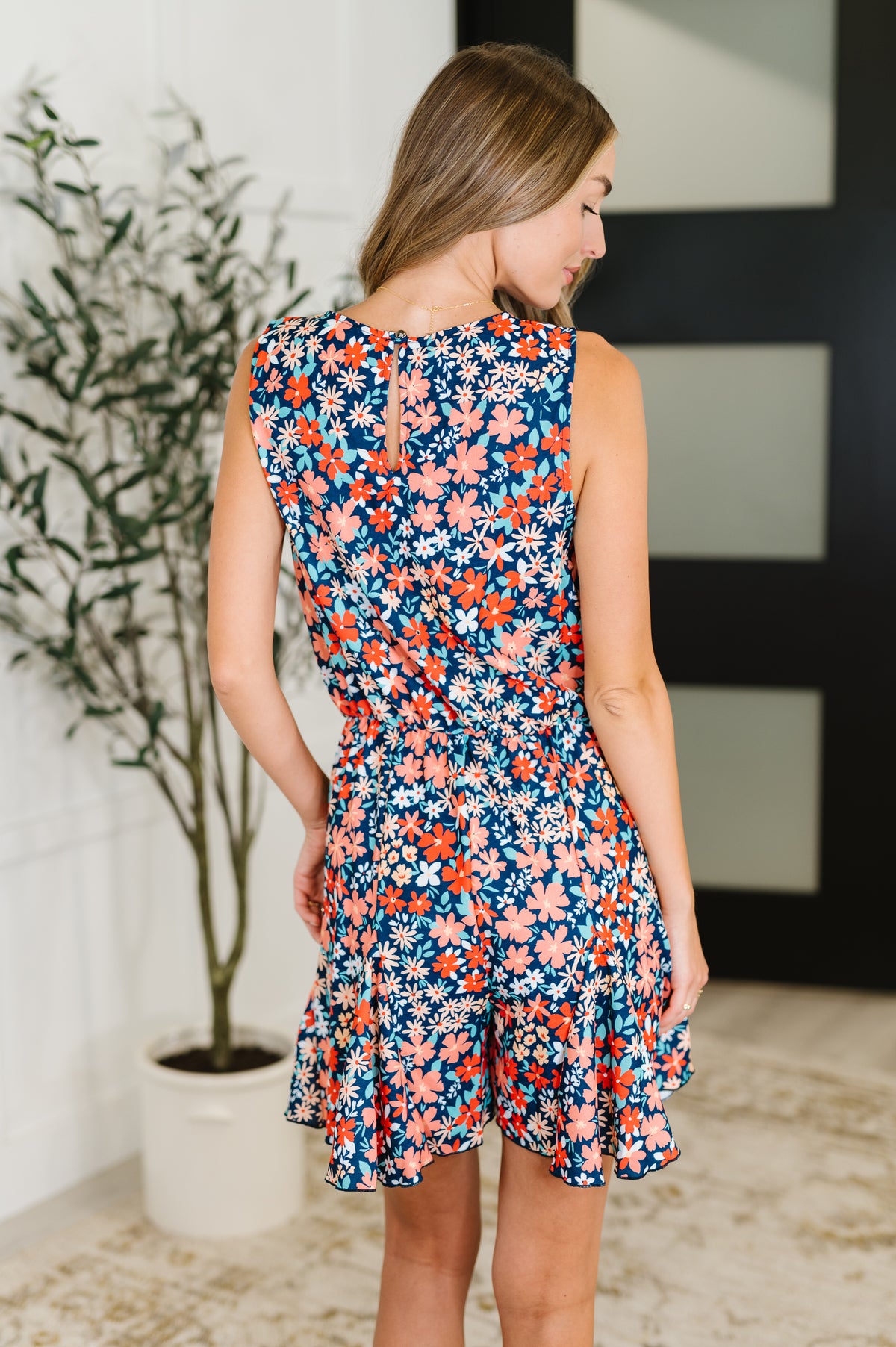 Meadow Mischief Sleeveless Romper in Navy/Orange/Teal - 7/8/2025 NEW
