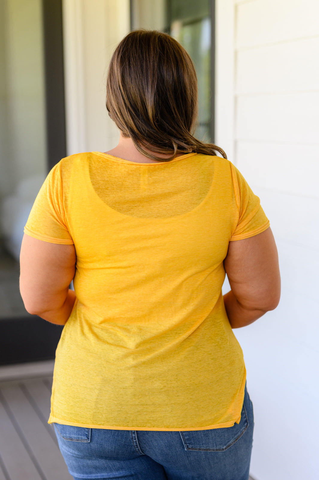 Melange Burnout V-Neck T-Shirt in Yellow Gold - 8/9/2023