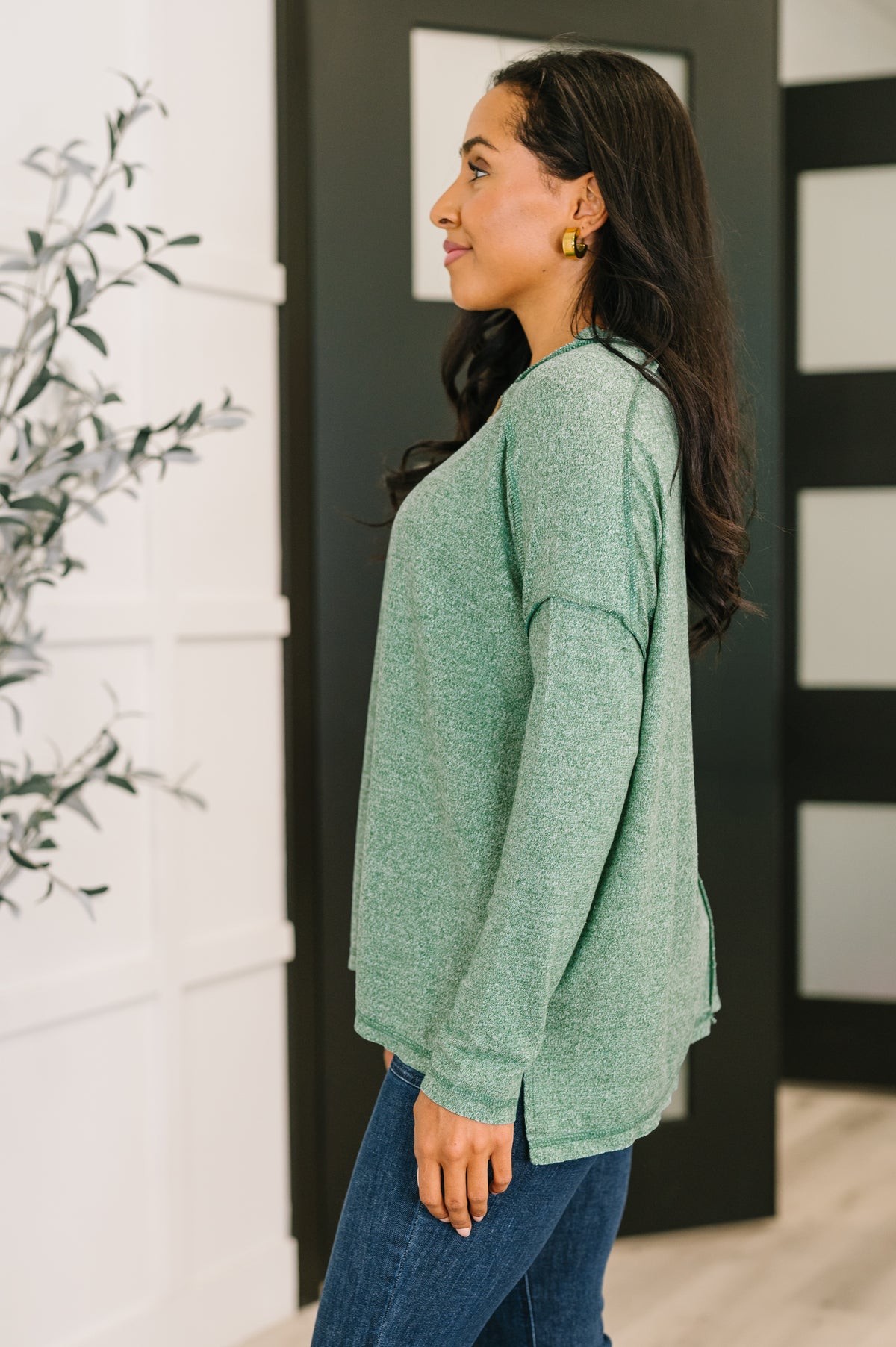 Mellow Mood Heathered Pullover in Dark Green - 10/22/2025