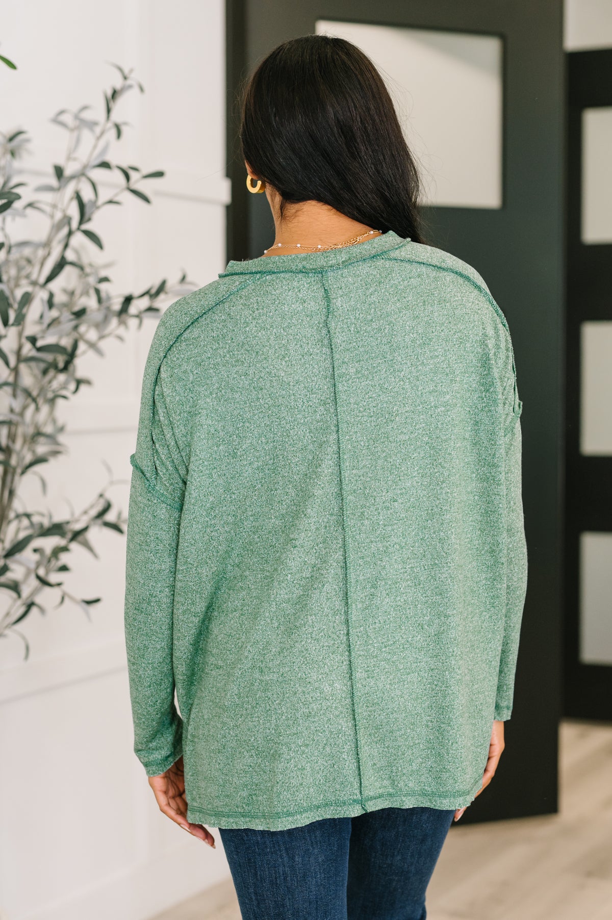 Mellow Mood Heathered Pullover in Dark Green - 10/22/2025