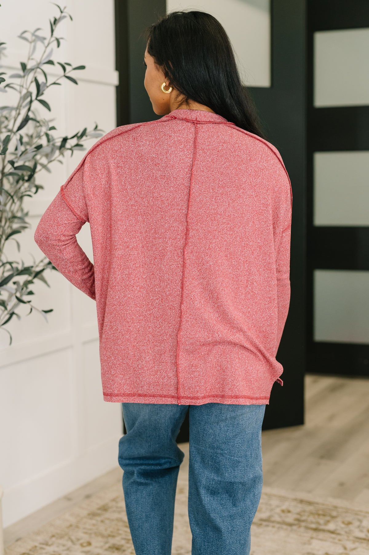 Mellow Mood Heathered Pullover in Dark Red - 10/22/2025
