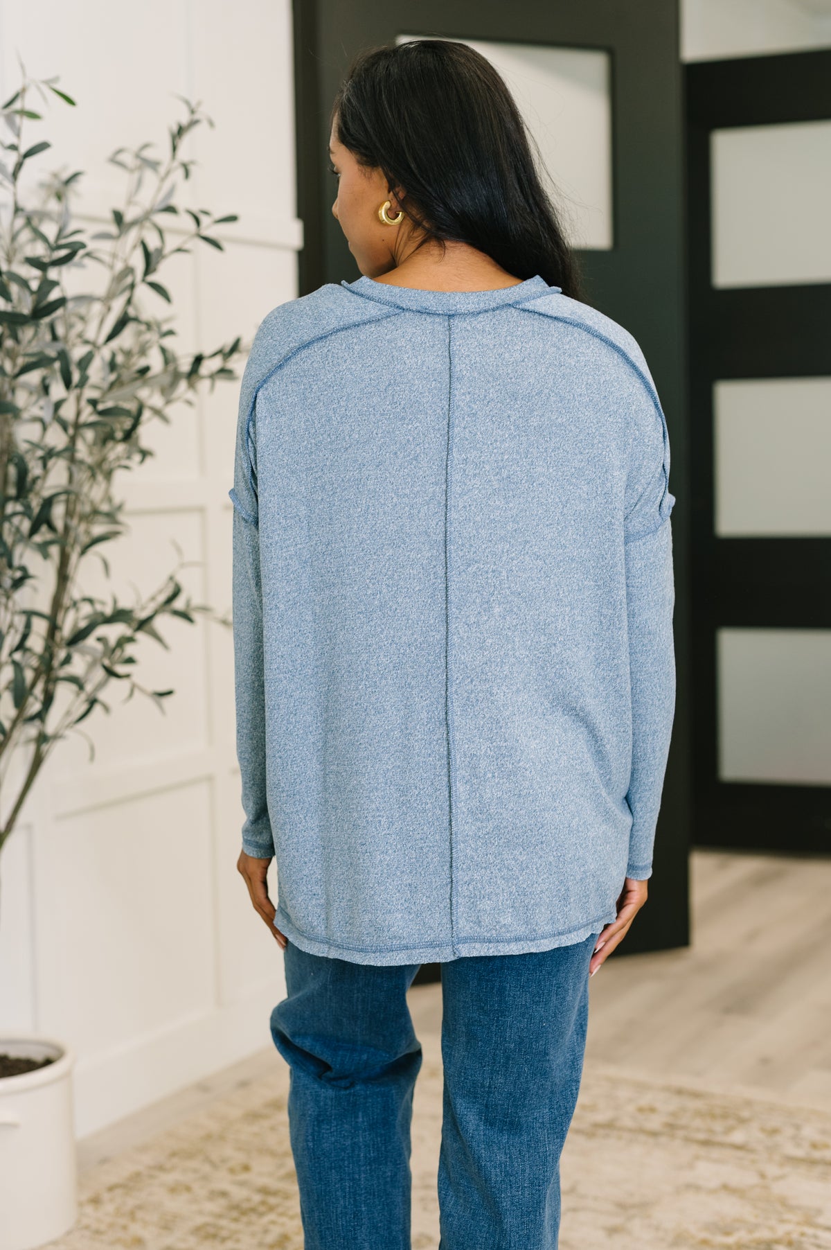 Mellow Mood Heathered Pullover in Dusty Blue - 10/22/2025