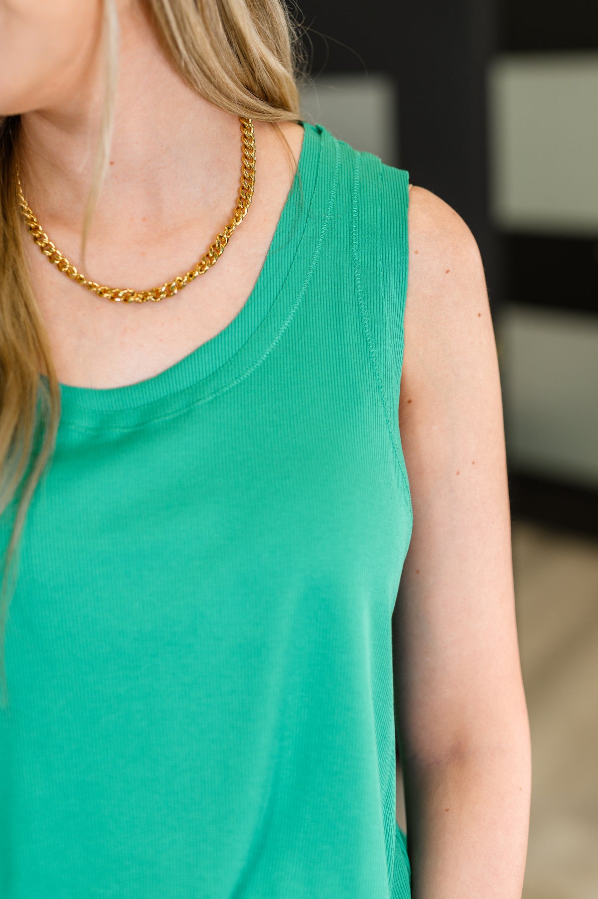 Mellow Muse Relaxed Knit Tank in Emerald - 5/27/2025 NEW