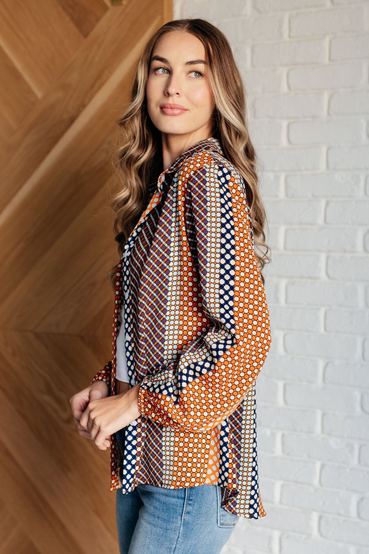 Moderately Mod Polka Dot Button Up Top - 9/8/2025