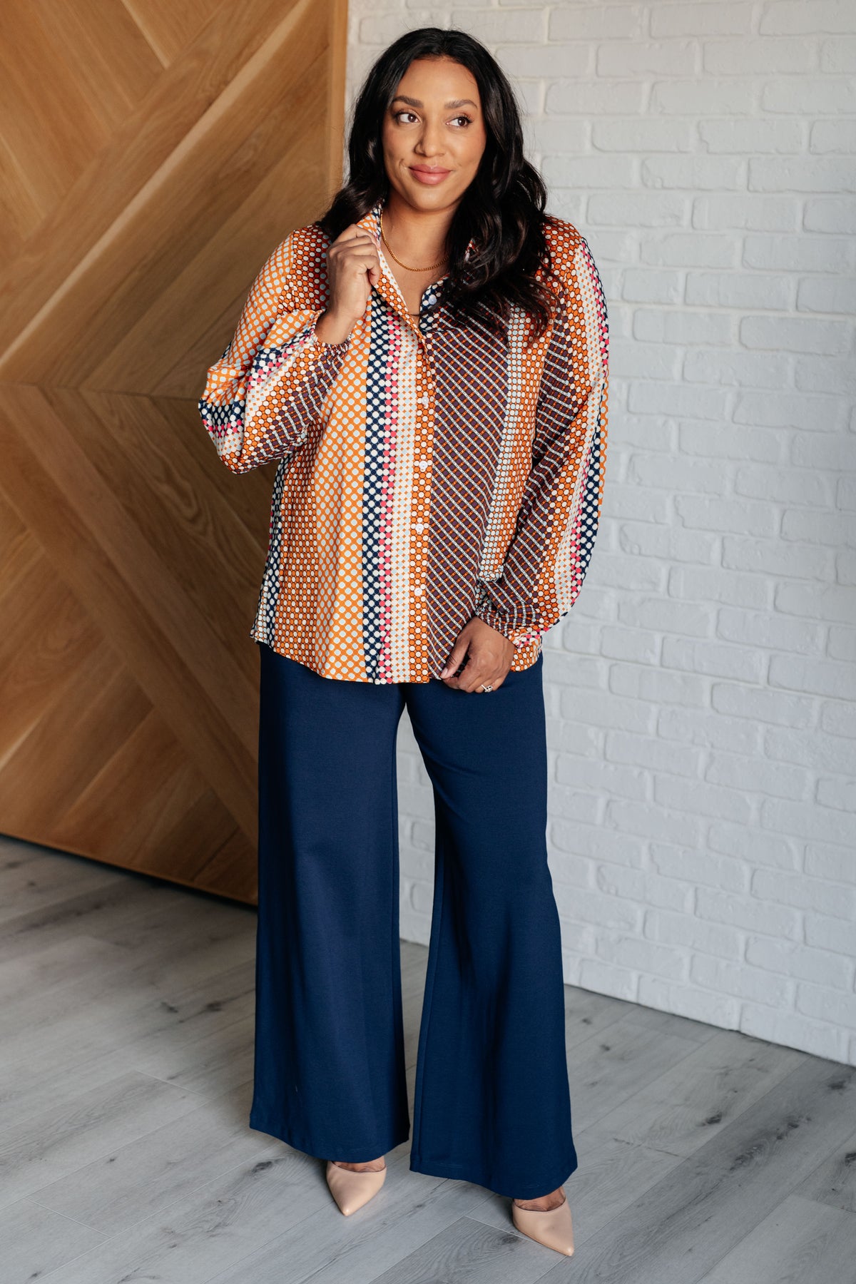 Moderately Mod Polka Dot Button Up Top - 9/8/2025
