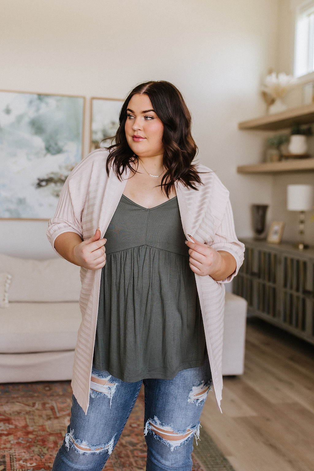 Never Not Loving V-Neck Cami in Gray Green - 6/16/2023