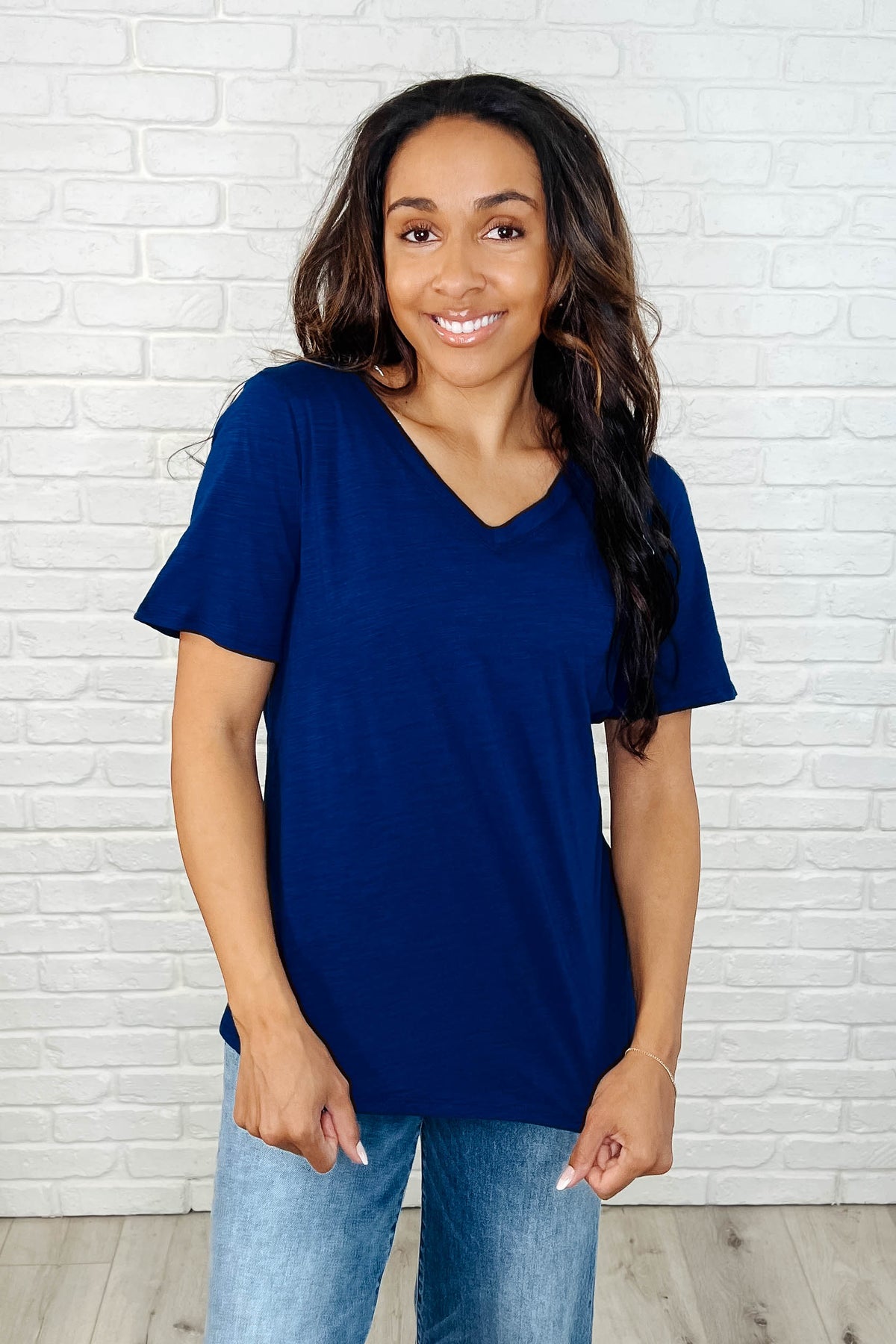I Don't Have to Choose V-Neck Tee in Navy - 3/18/2025