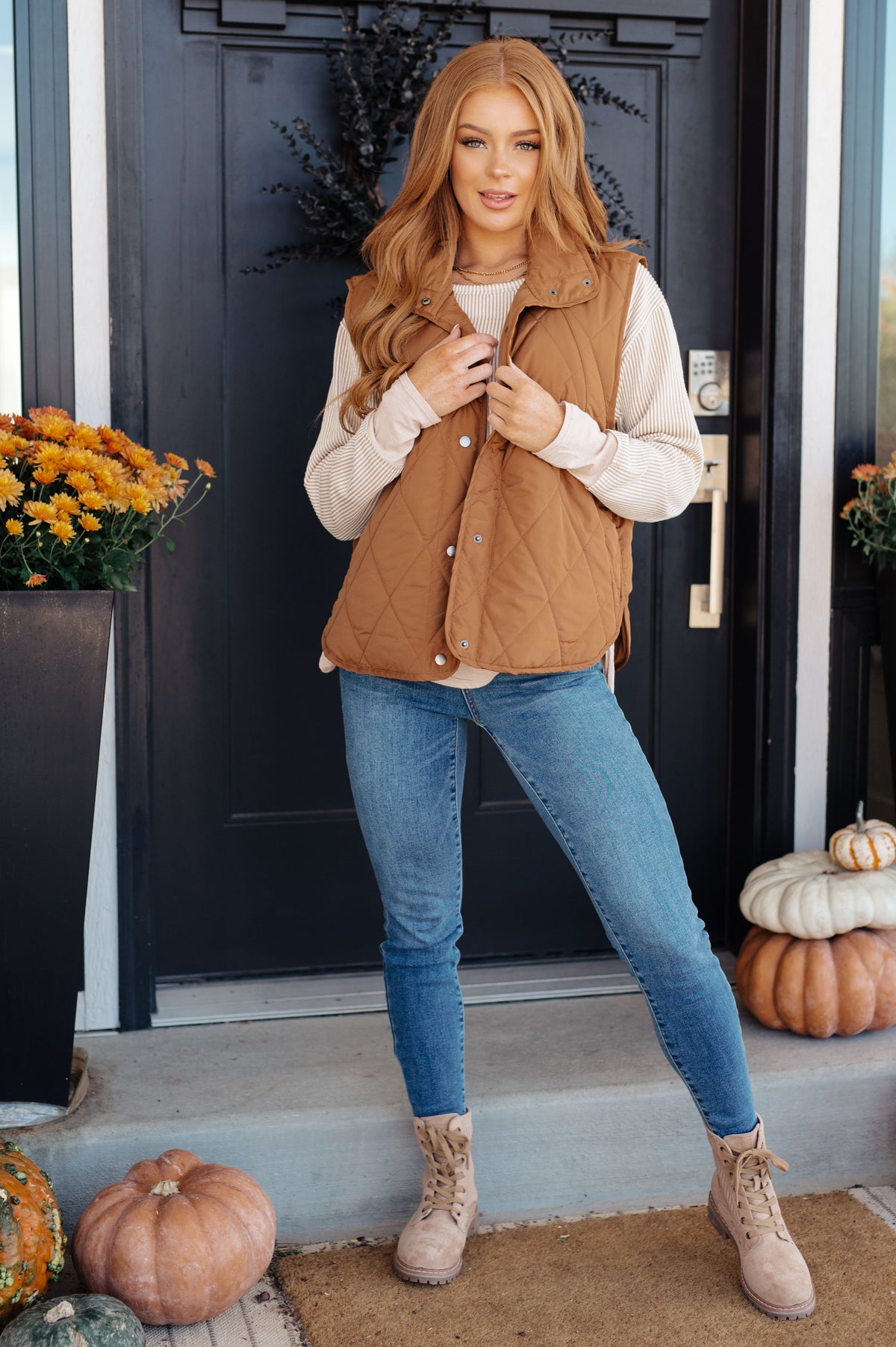 Neither Here Nor There Puffer Vest in Camel - 11/9/2023