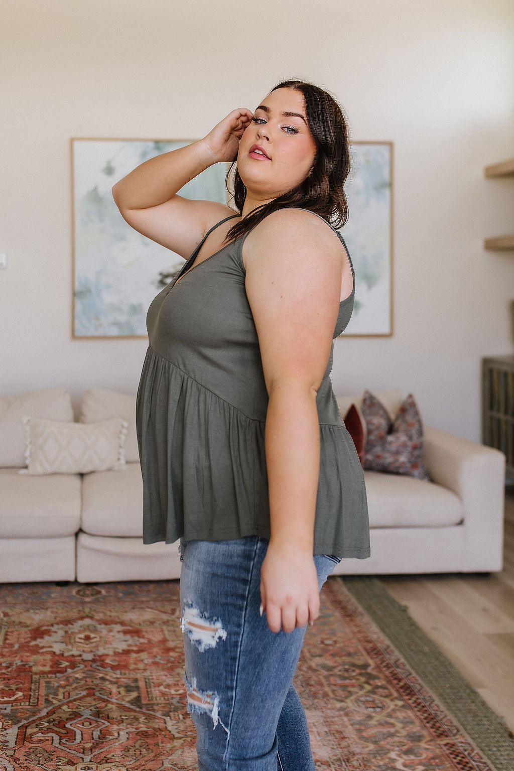 Never Not Loving V-Neck Cami in Gray Green - 6/16/2023