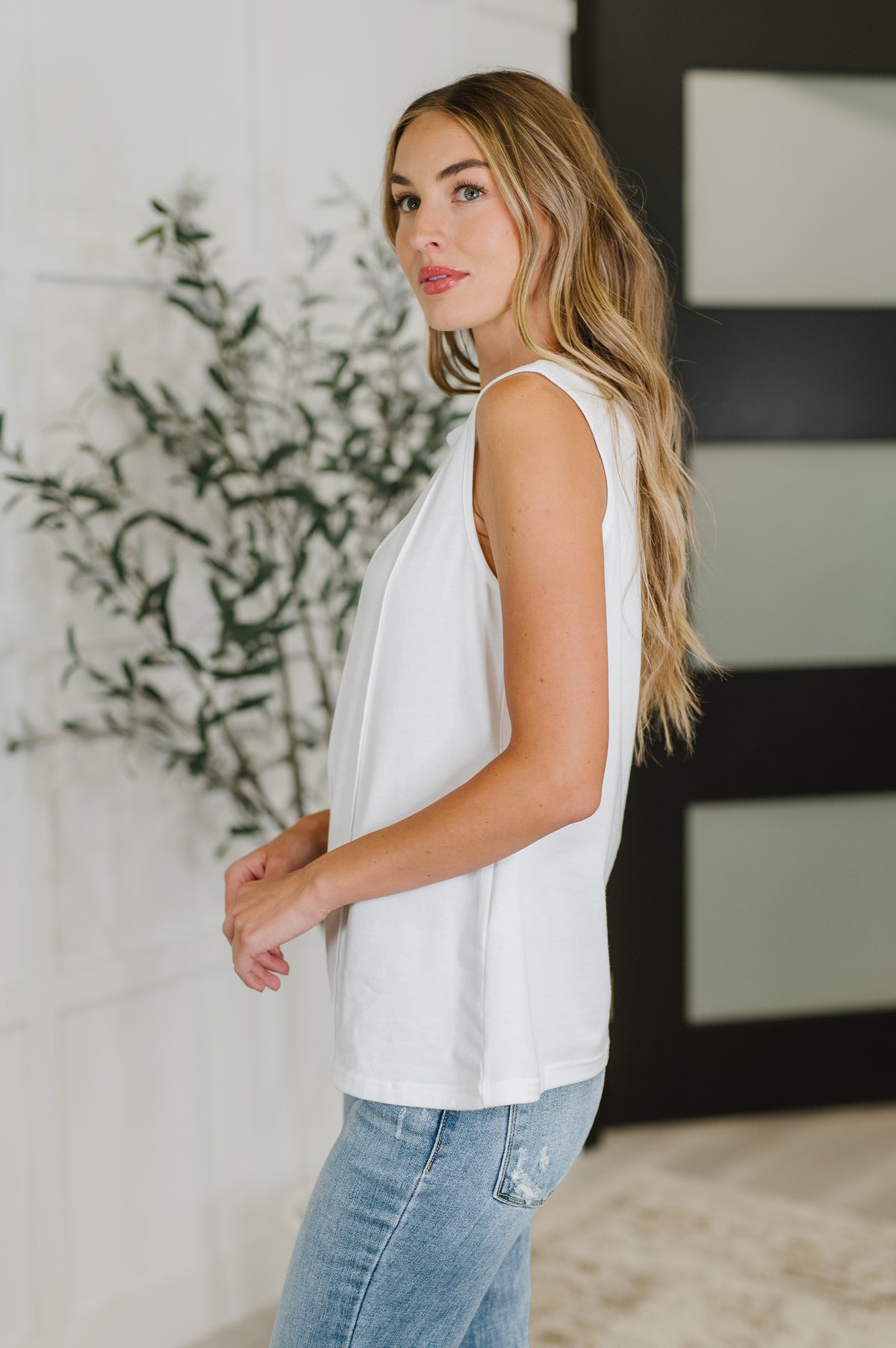New Normal Pleat Detail Sleeveless Top in White - 6/23/2025