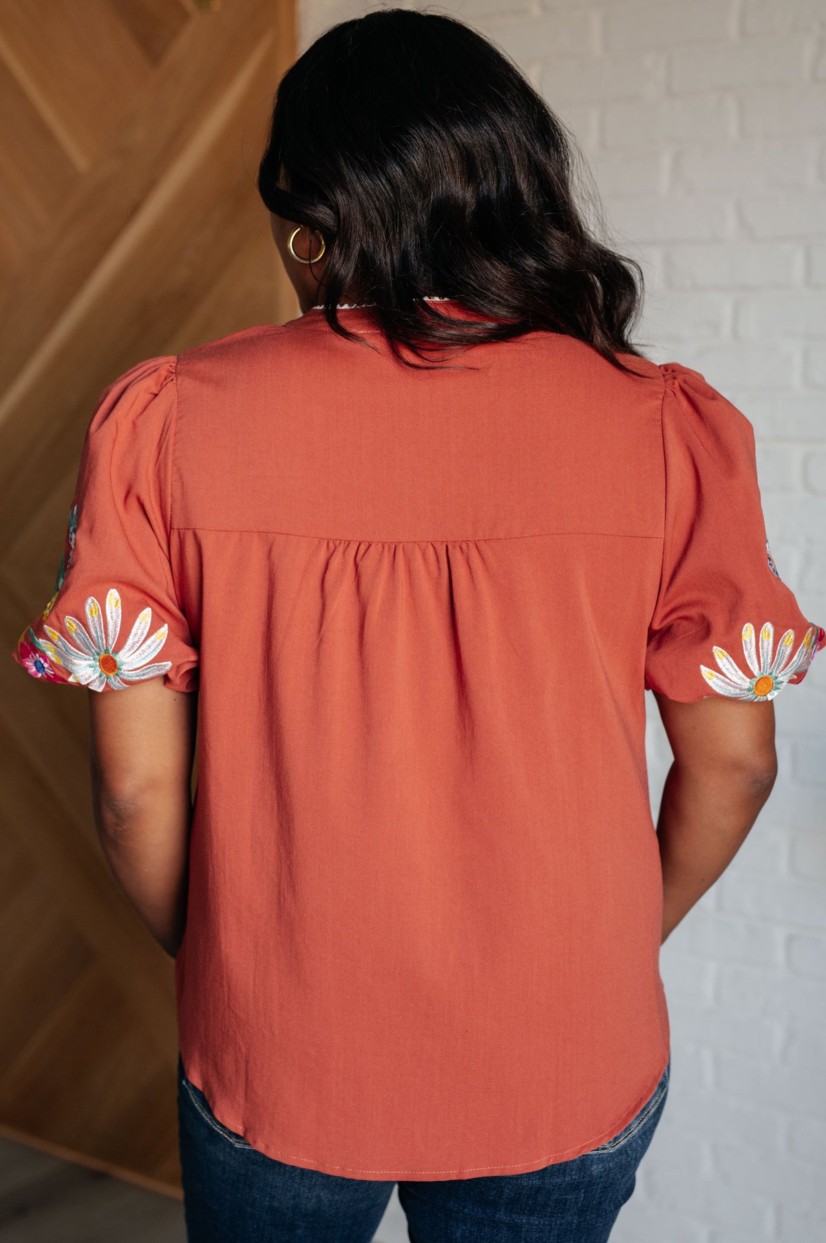 No Concerns Embroidered Sleeve Blouse - 7/31/2025