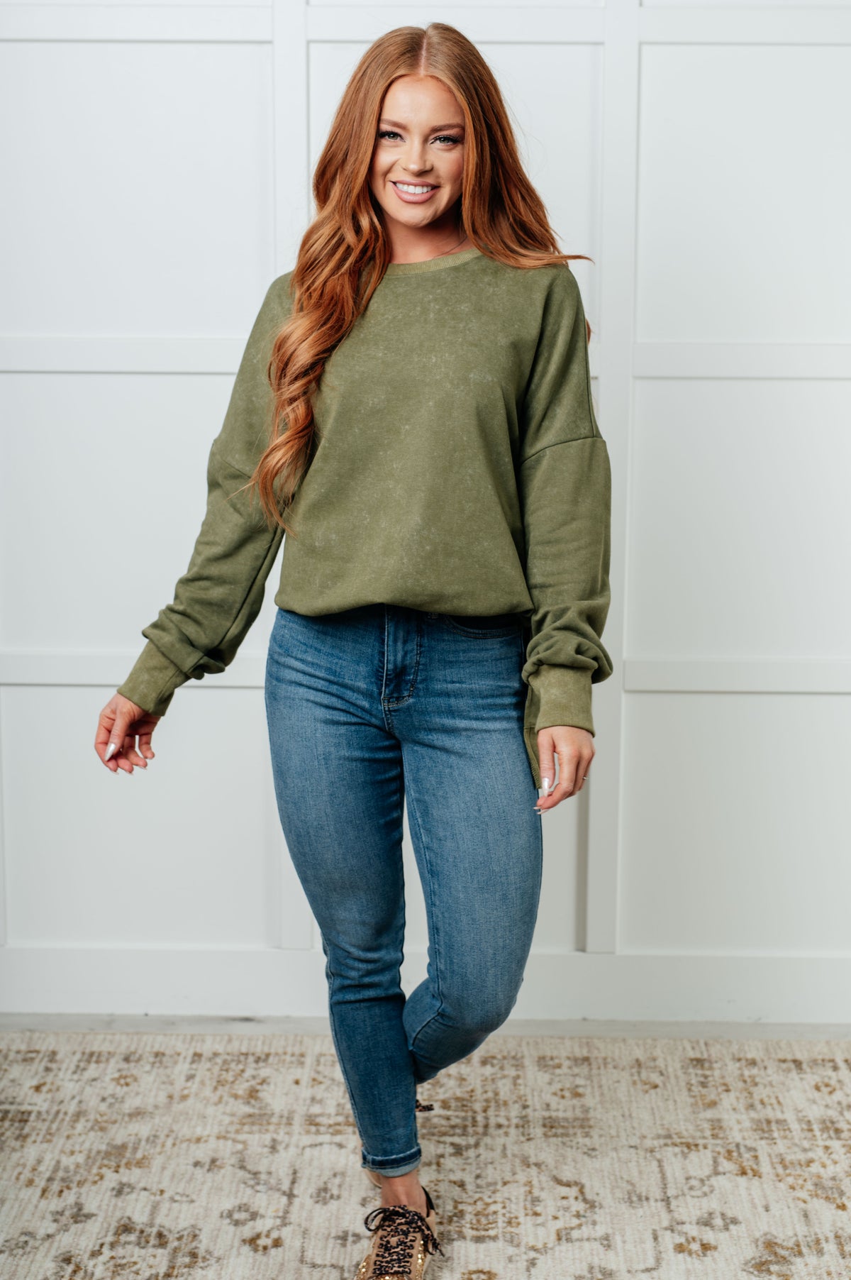 No Plain Jane Oversized Sweatshirt in Green - 10/23/2025