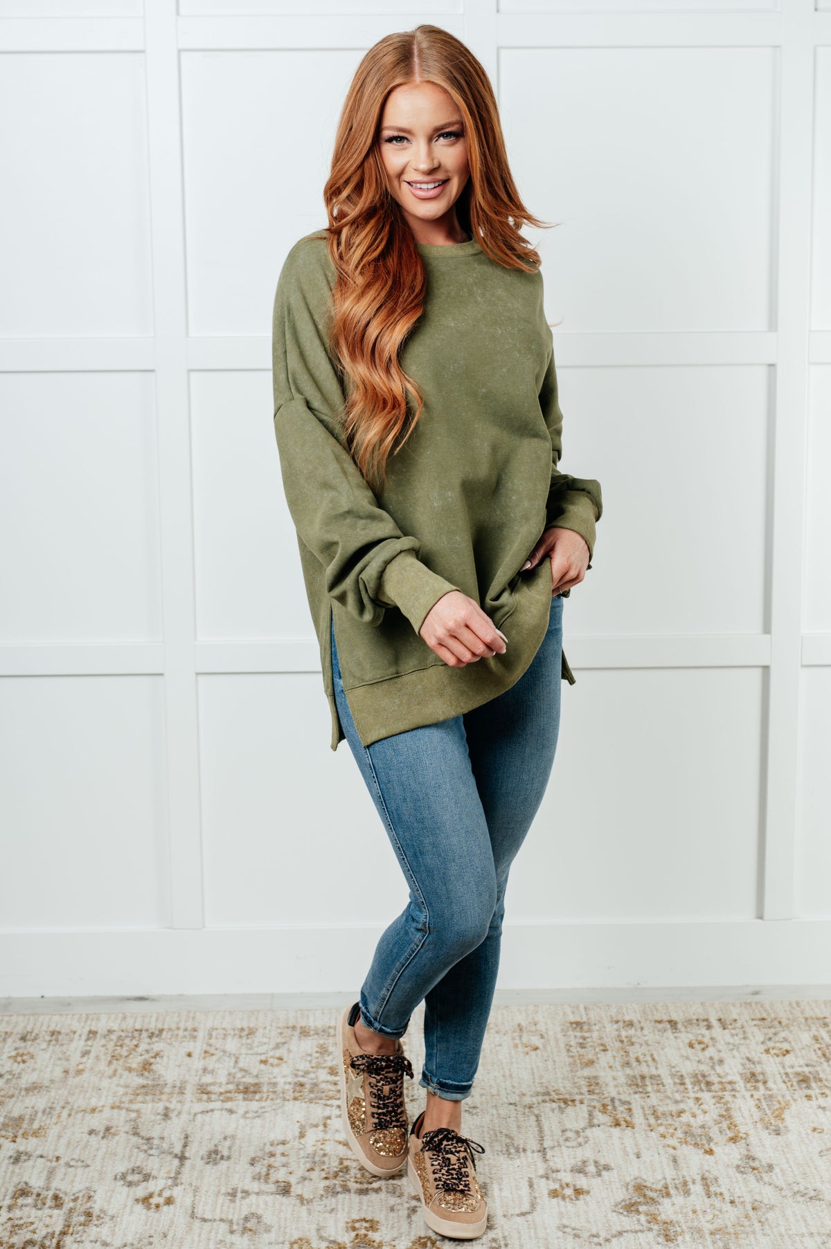 No Plain Jane Oversized Sweatshirt in Green - 10/23/2025