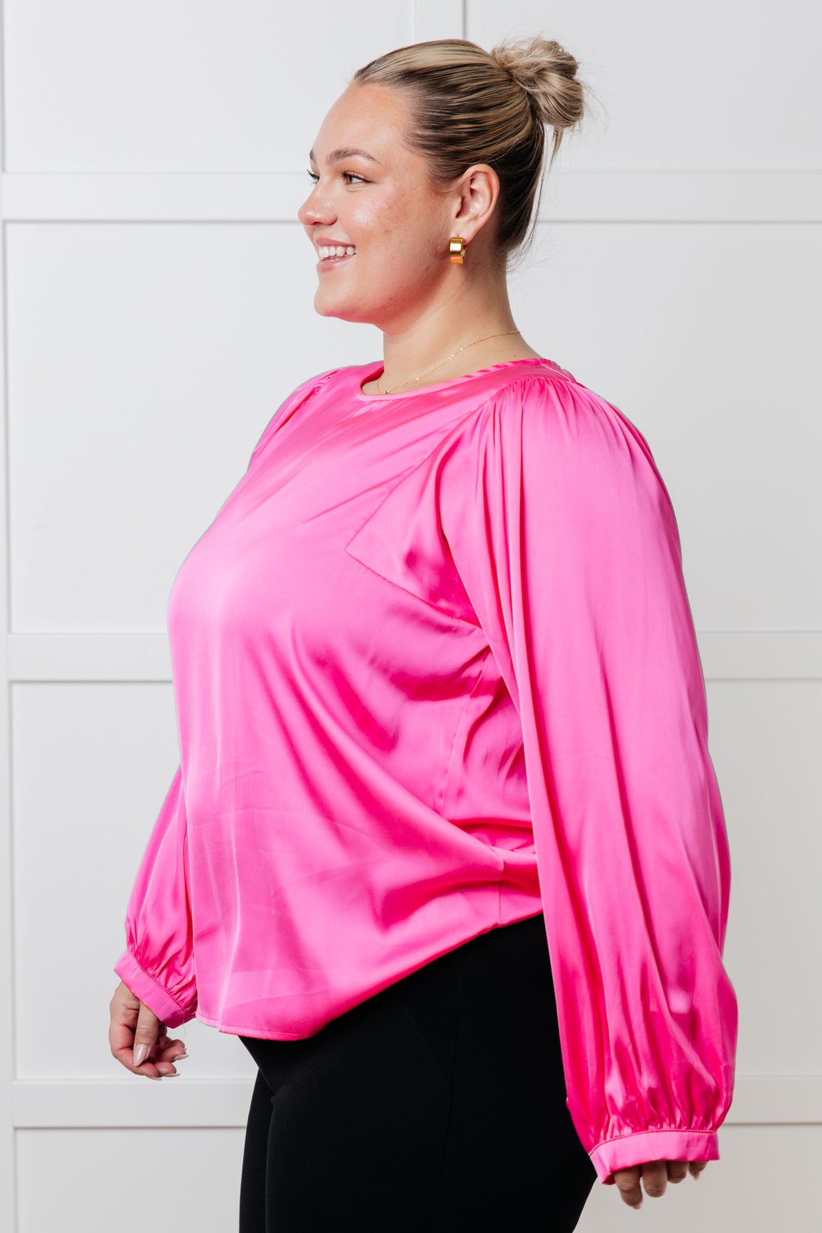 Not Exaggerating Satin Puff Sleeve Blouse - 9/9/2025 NEW