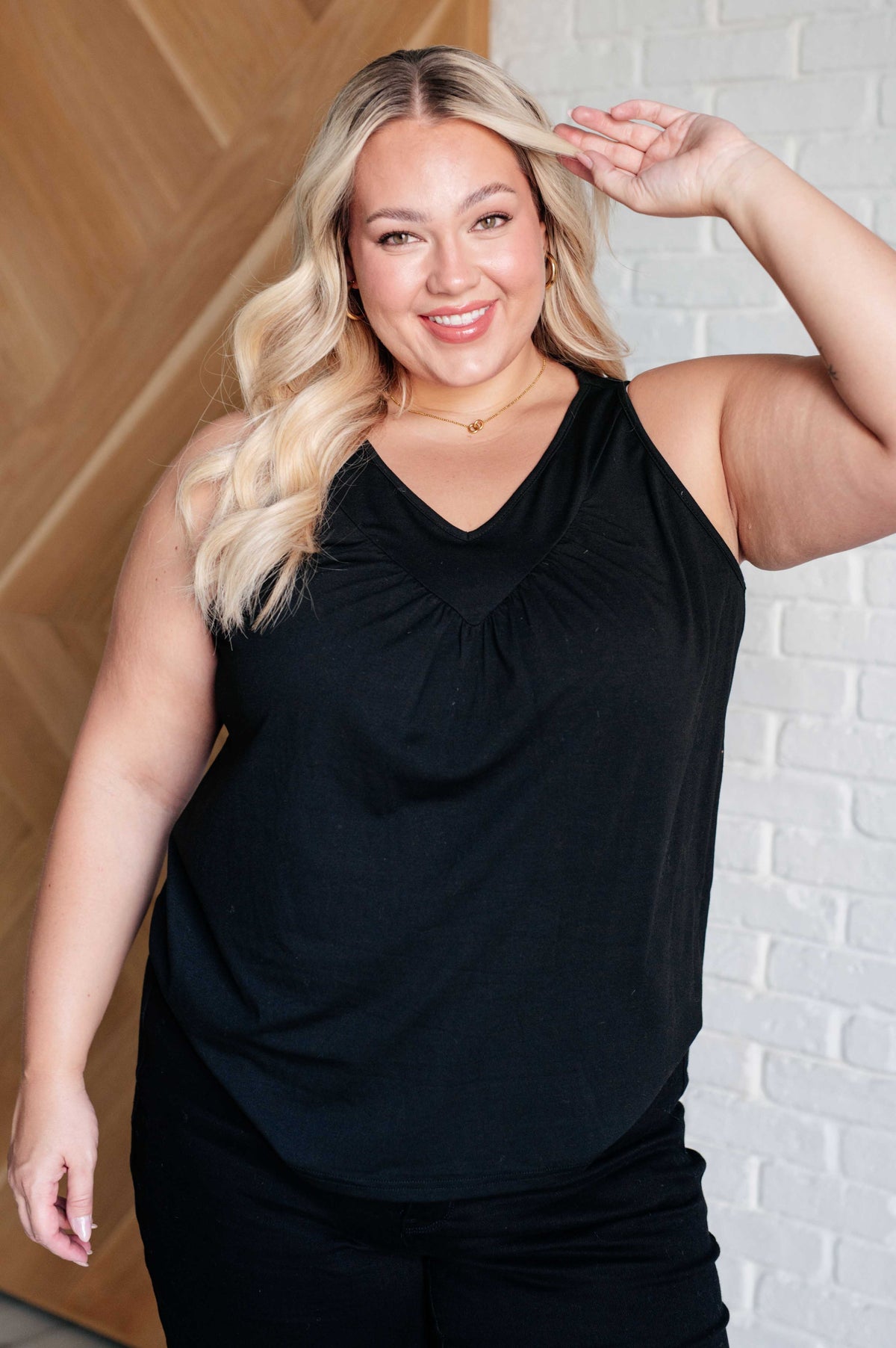 Not So Anxious V-Neck Tank in Black - 7/7/2025