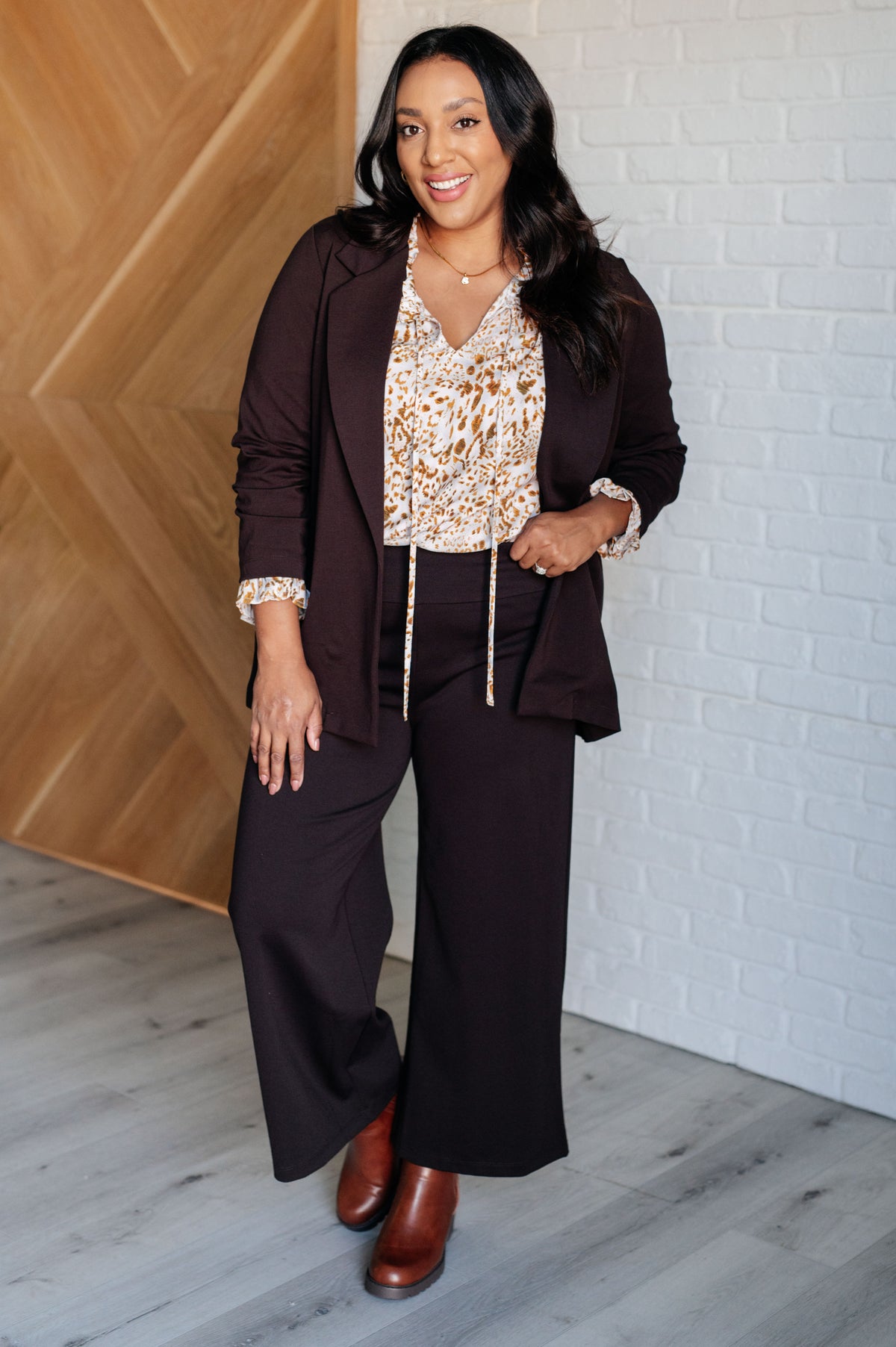 Office Safari Keyhole Tie Detail Blouse - 10/9/2025