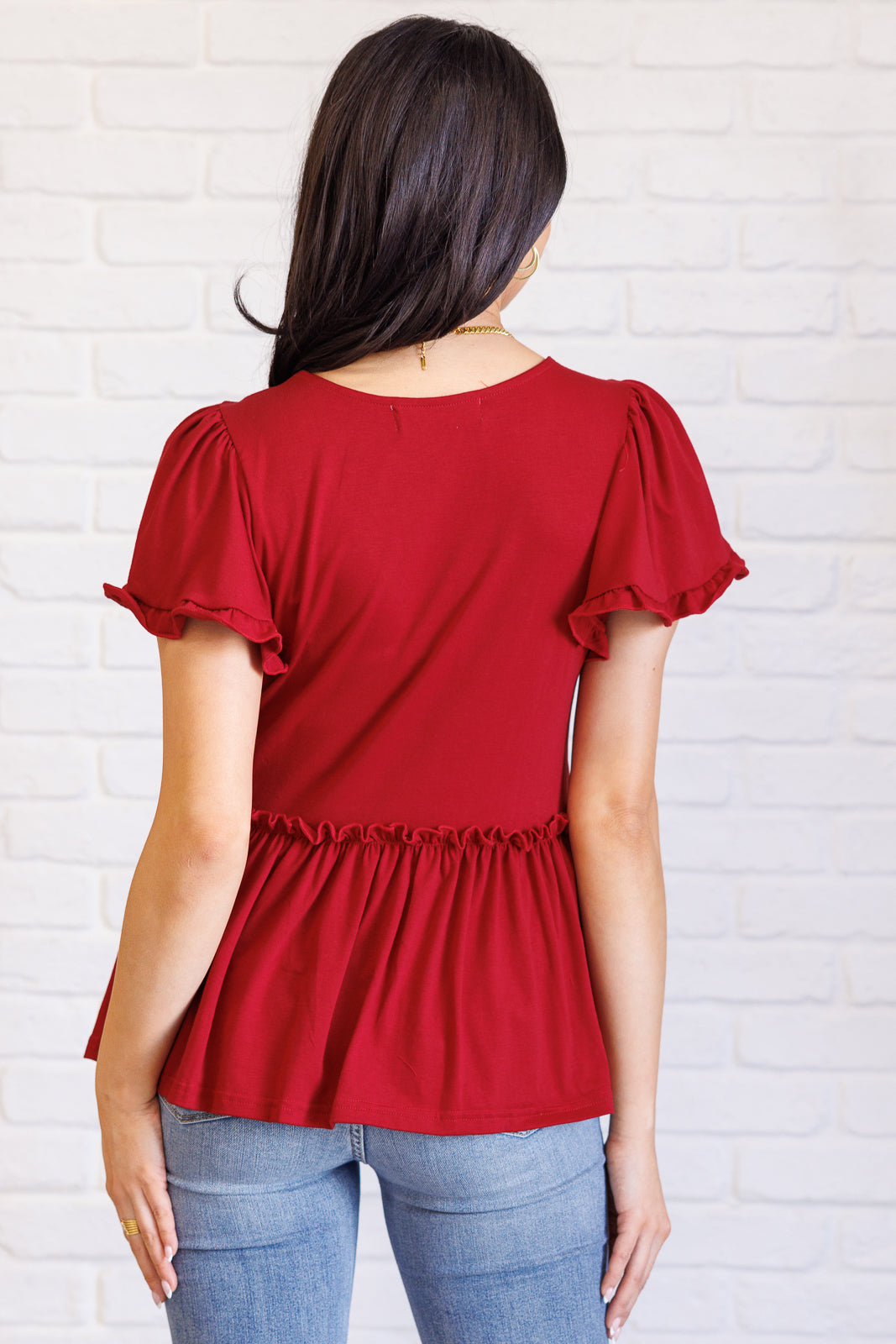 One Day Soon V-Neck Ruffle Detail Top - 8/25/2025