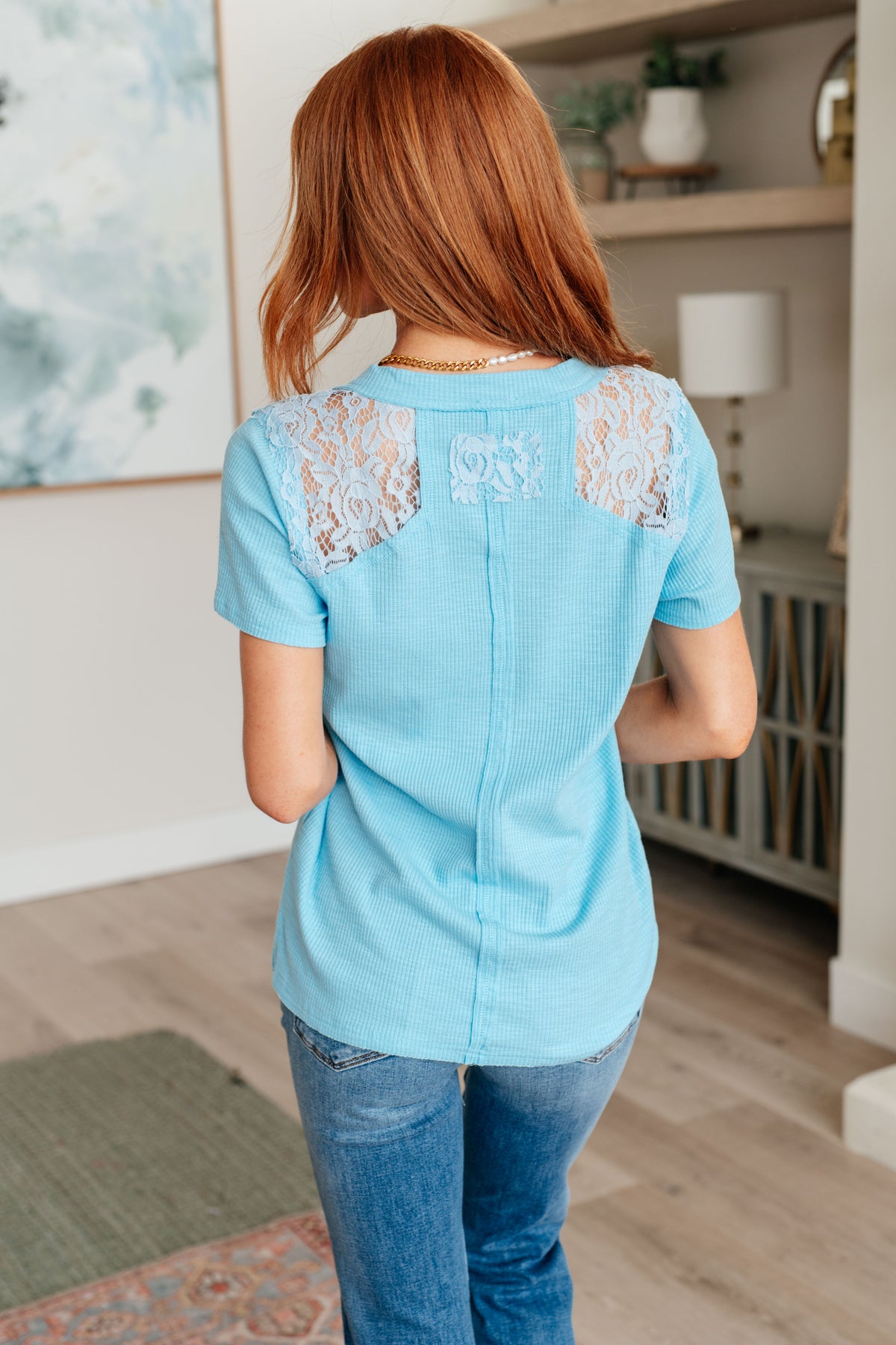 Only Happy When it Rains Lace Detail Top - 5/9/2024