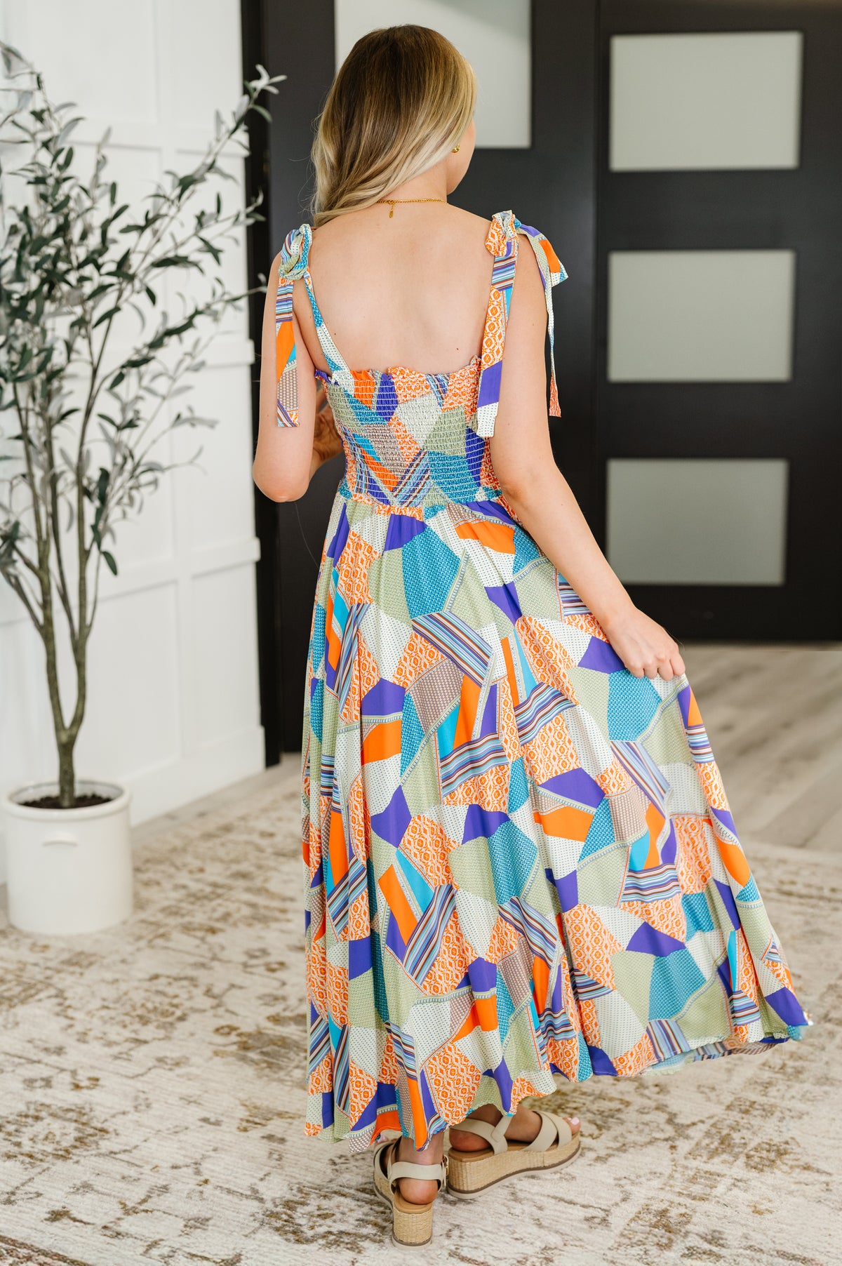 Paint Me Pretty Square Neck Dress in Lime, Blue and Tangerine - 7/15/2025 NEW
