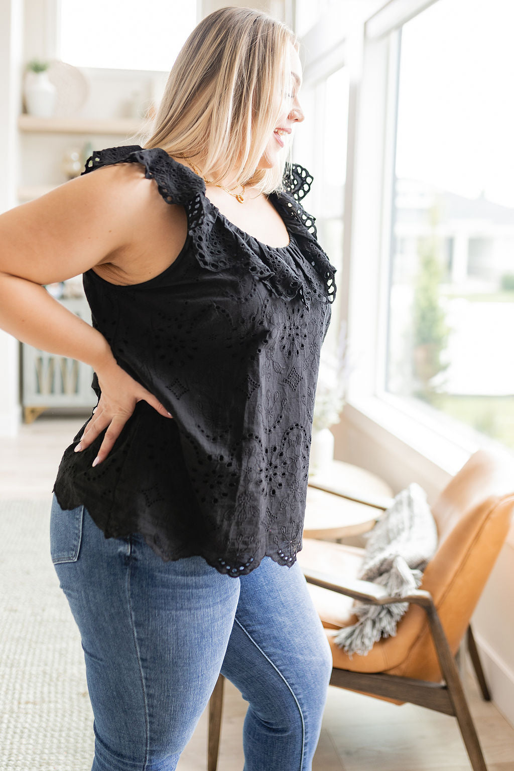 Parisian Stroll Lace Blouse in Black - 7/6/2023