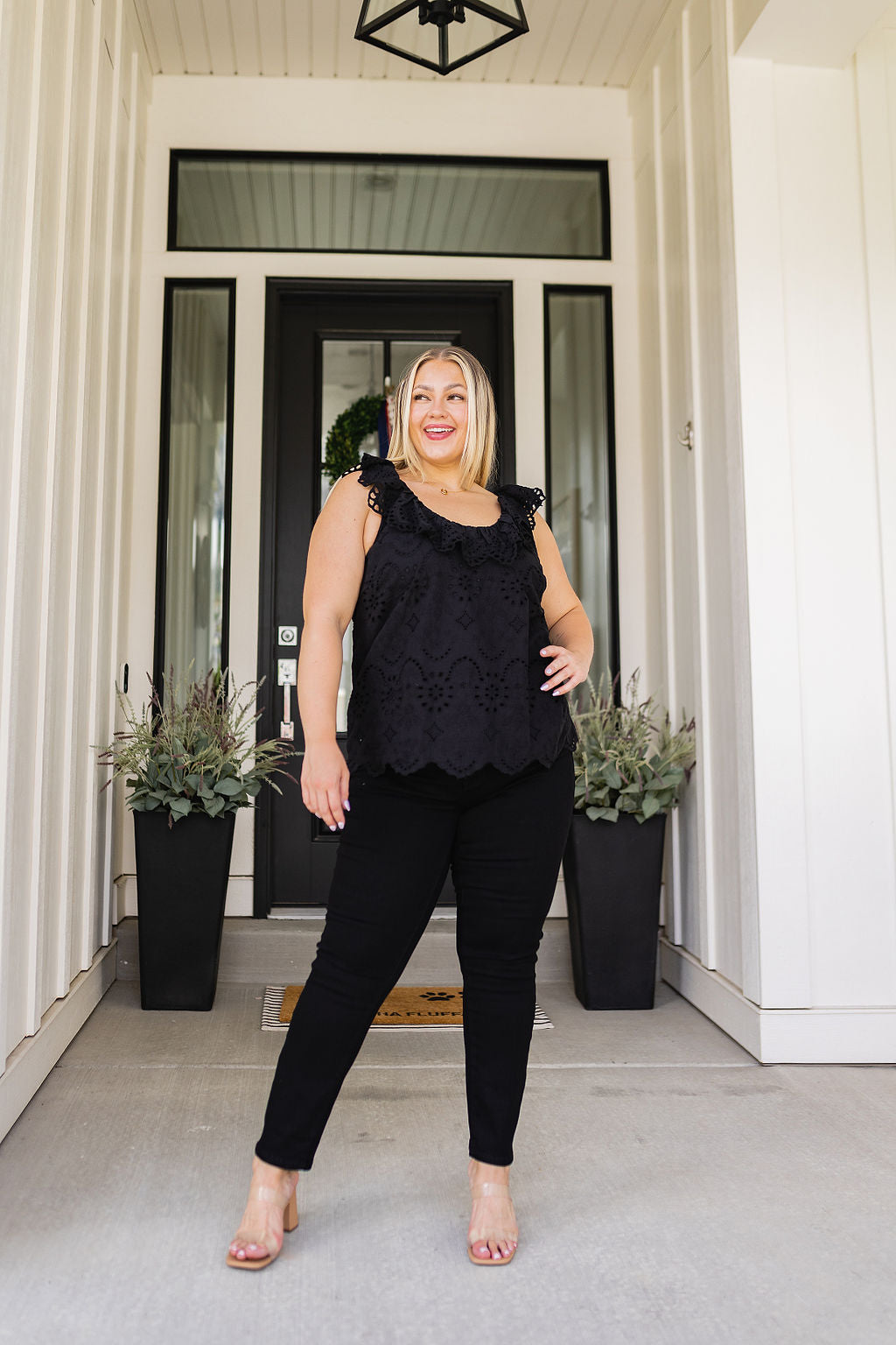 Parisian Stroll Lace Blouse in Black - 7/6/2023