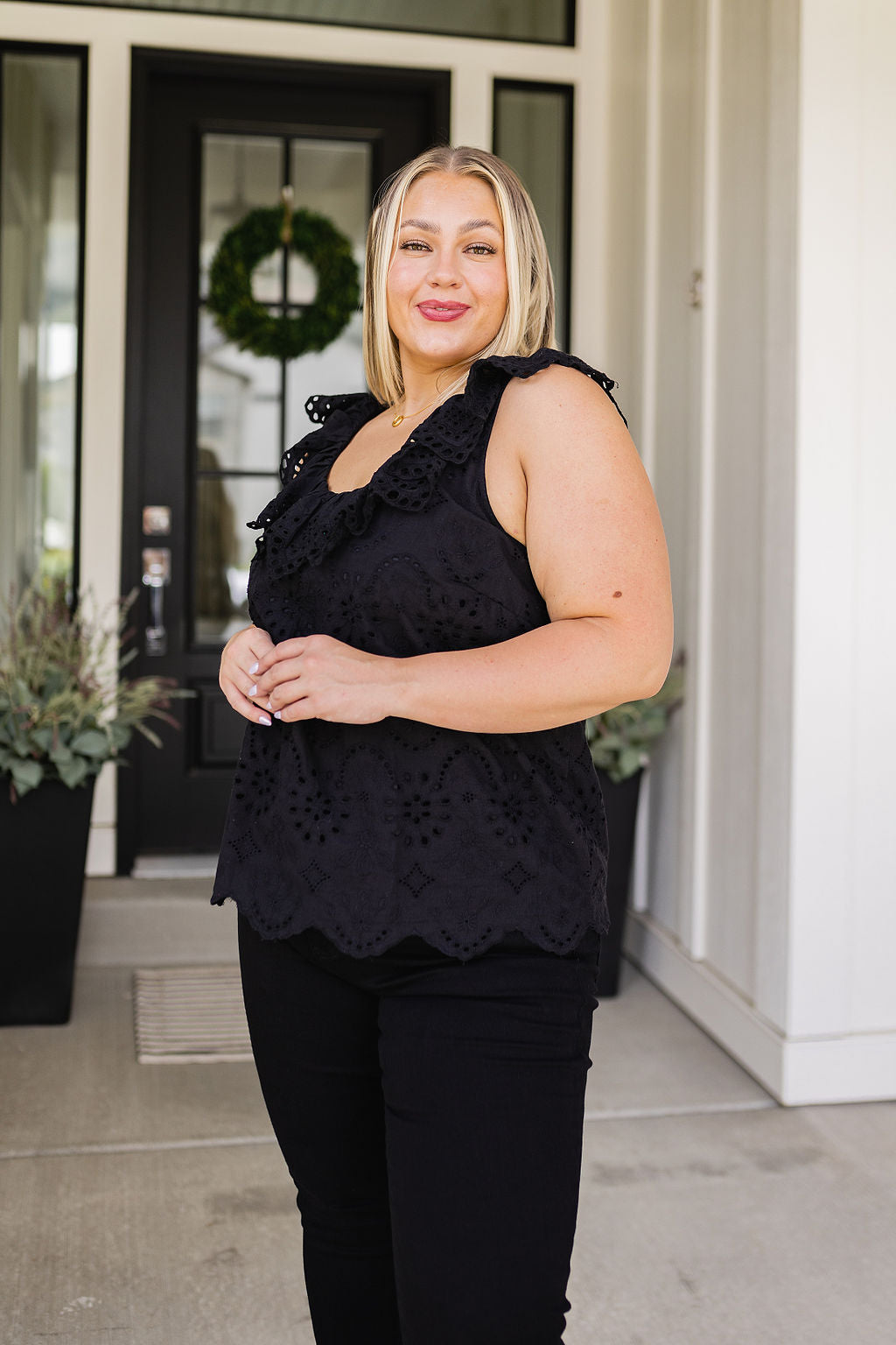 Parisian Stroll Lace Blouse in Black - 7/6/2023