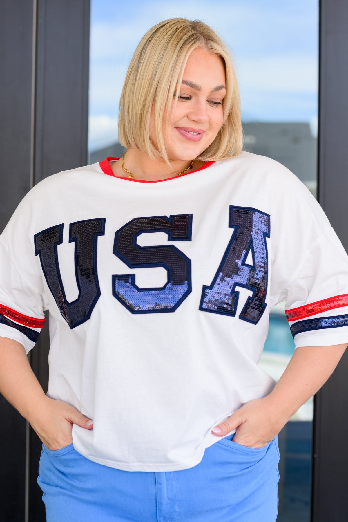 Party In The USA Drop Shoulder Top - 5/1/2025