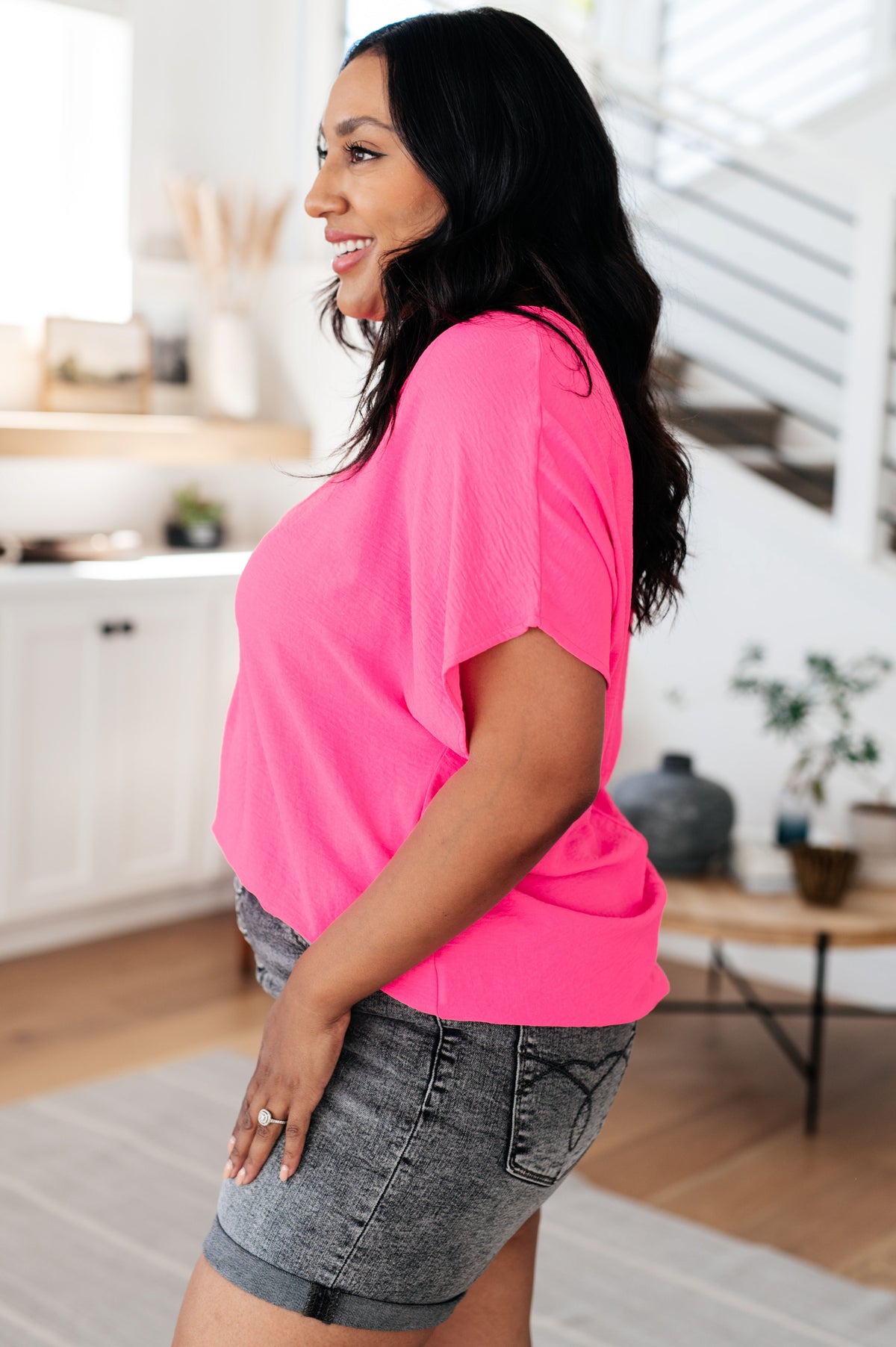 Passionately Pink V Neck Blouse - 5/6/2024