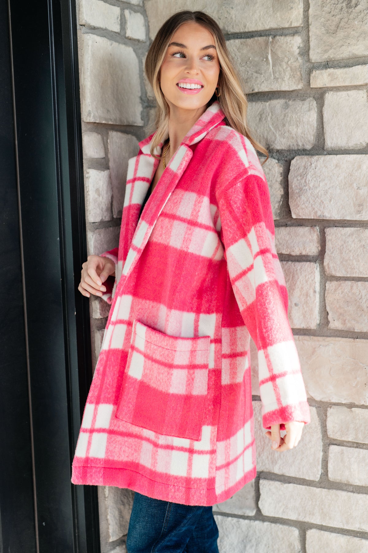 Passion in Plaid Coat in Pink - 10/11/2024