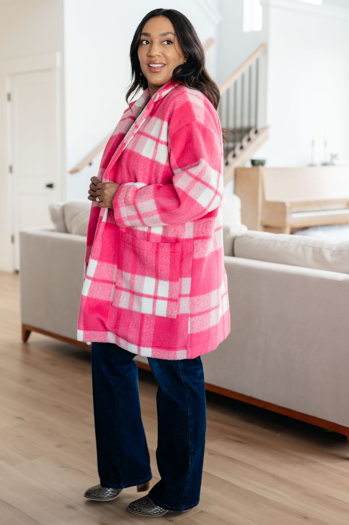 Passion in Plaid Coat in Pink - 10/11/2024