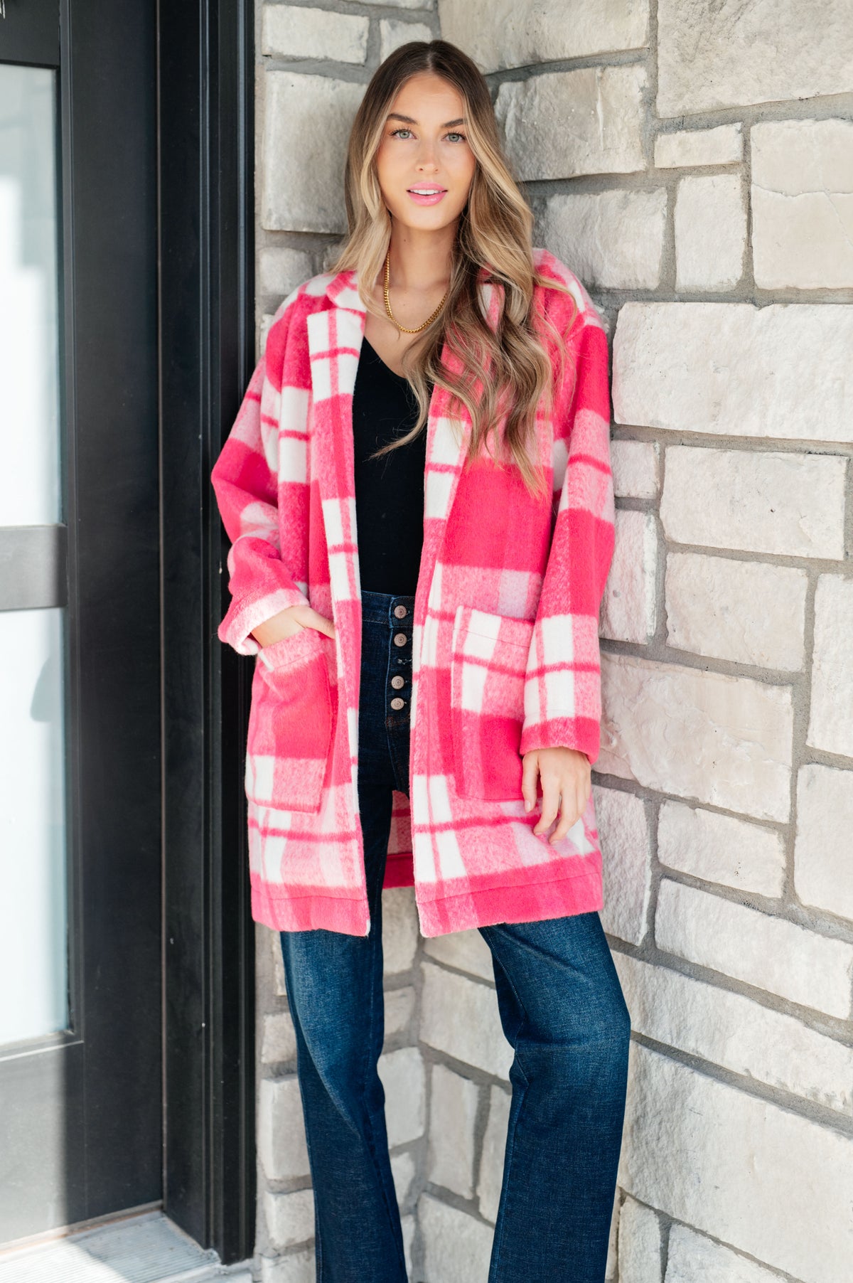 Passion in Plaid Coat in Pink - 10/11/2024